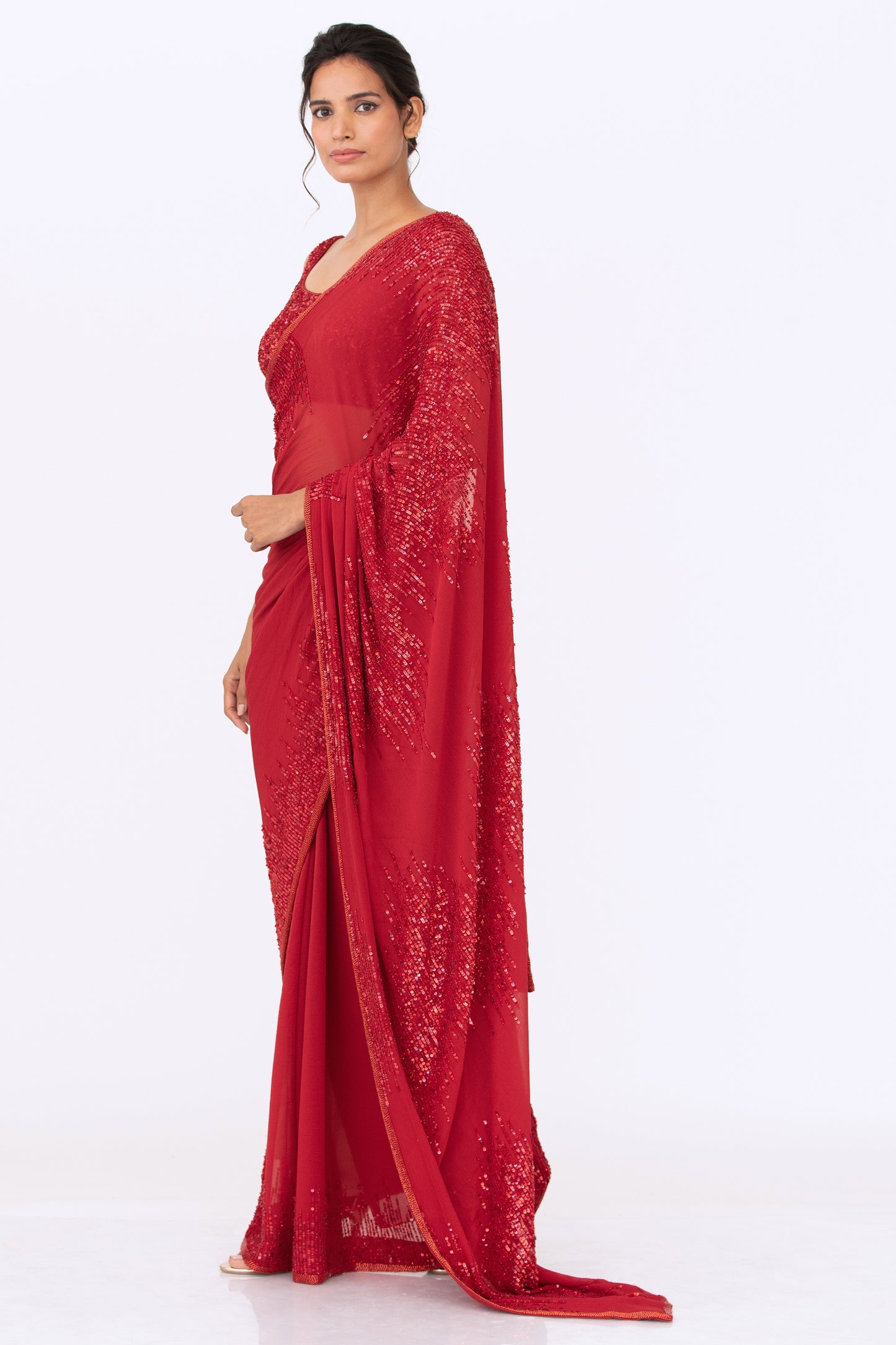Sari Set in Tonal Sequin Embroidery