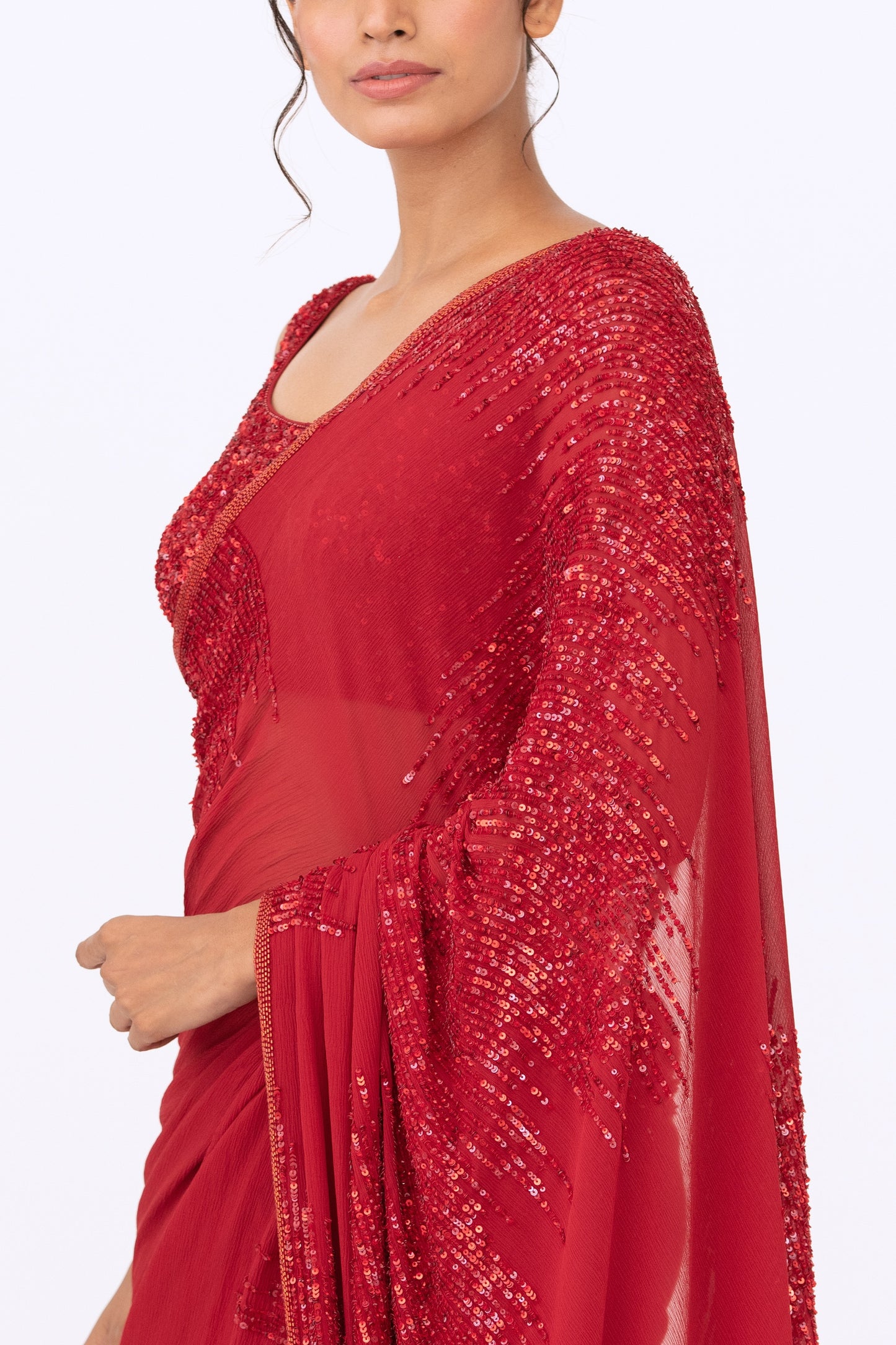 Sari Set in Tonal Sequin Embroidery