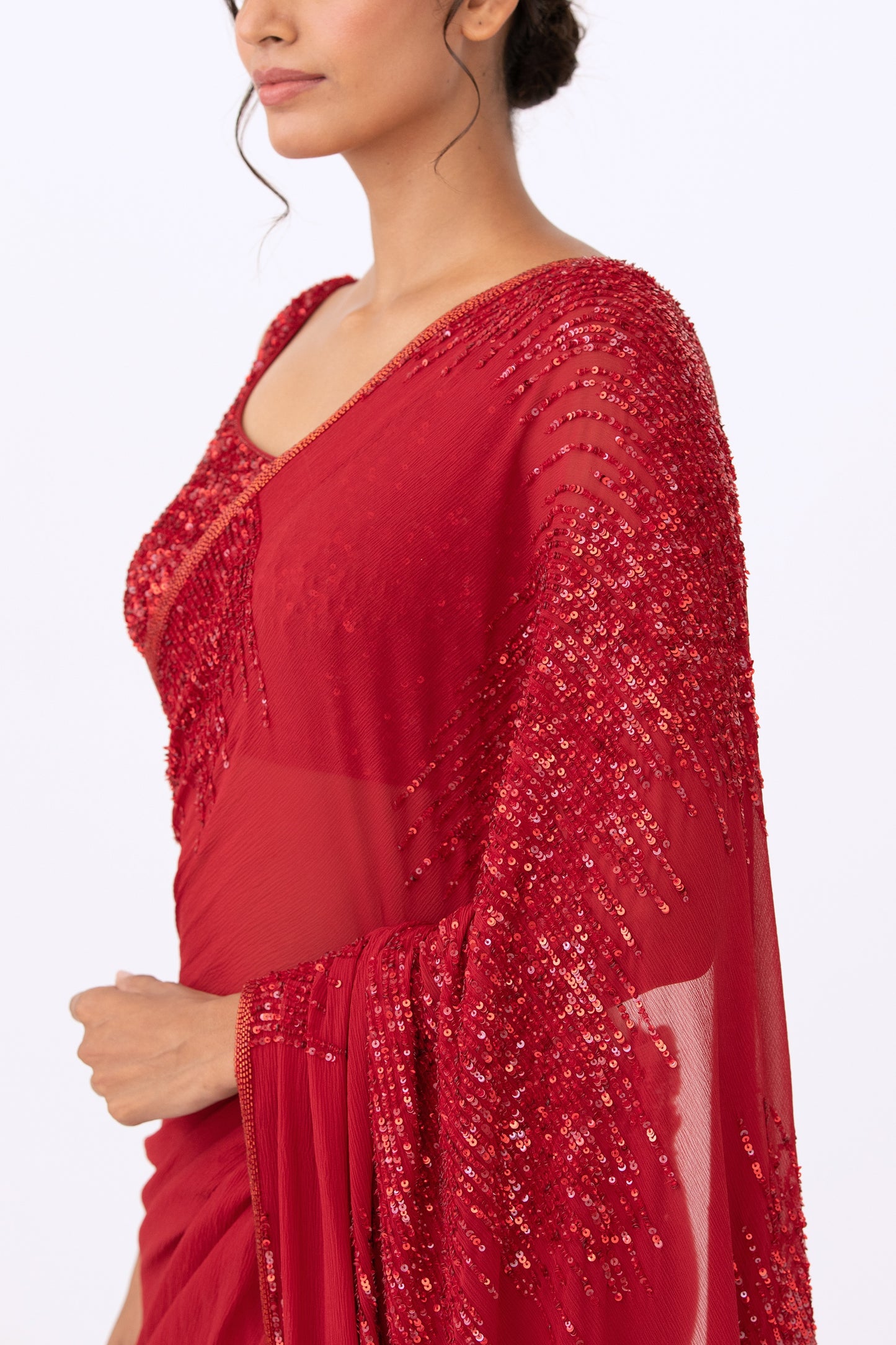 Sari Set in Tonal Sequin Embroidery