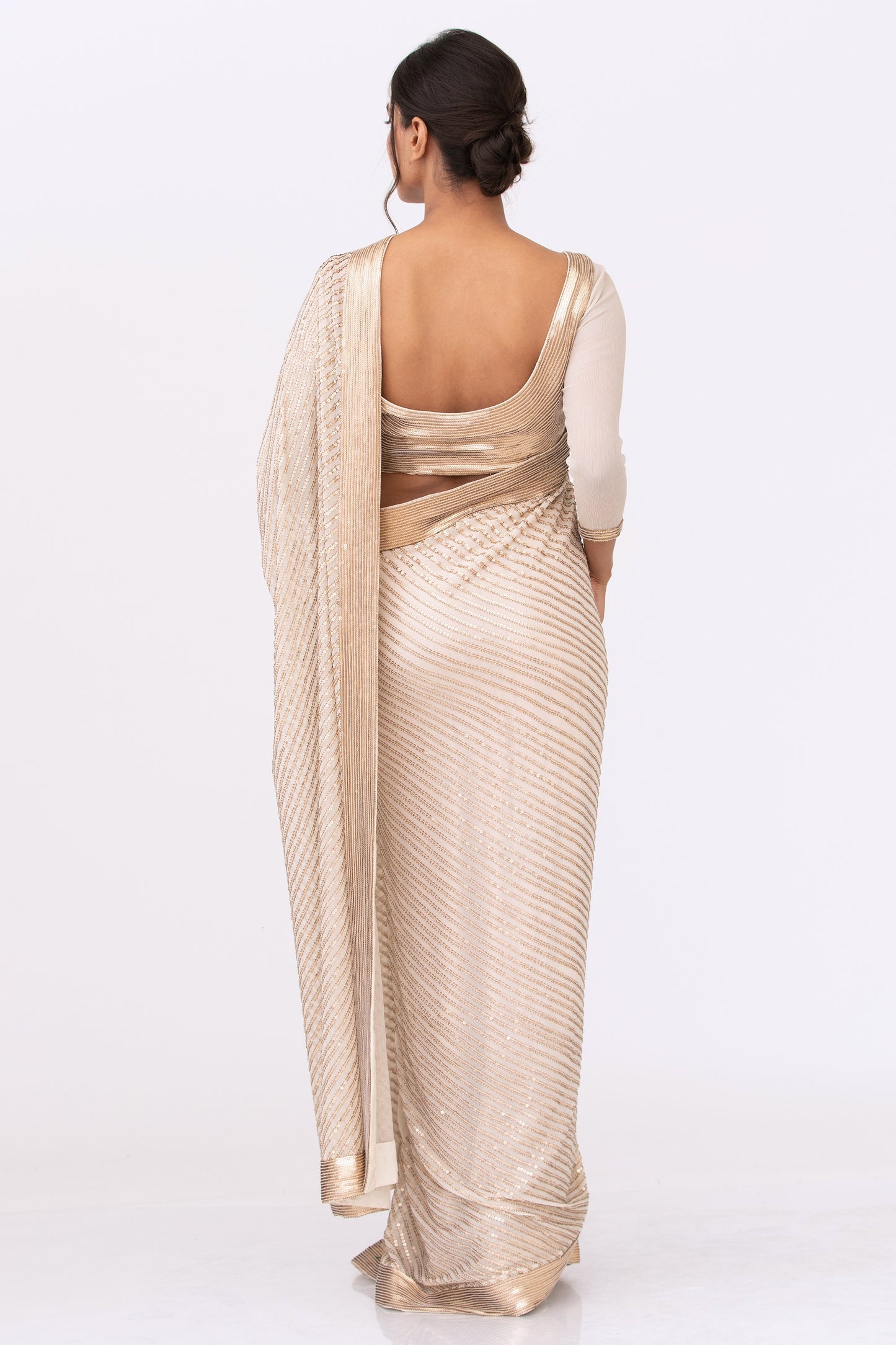 Sari Set in Gold Sequin Embroidery