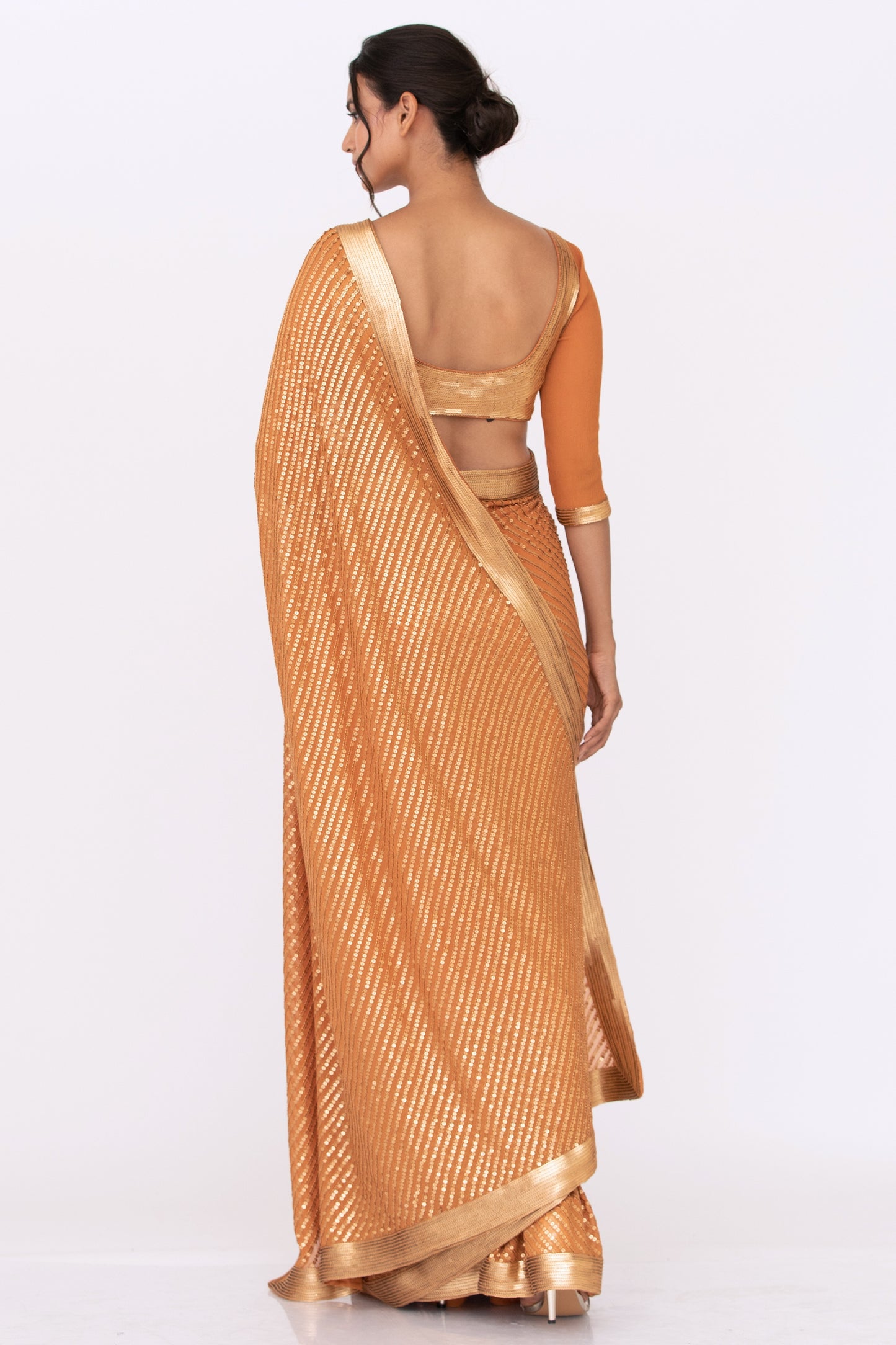Sari Set in Gold Sequin Embroidery