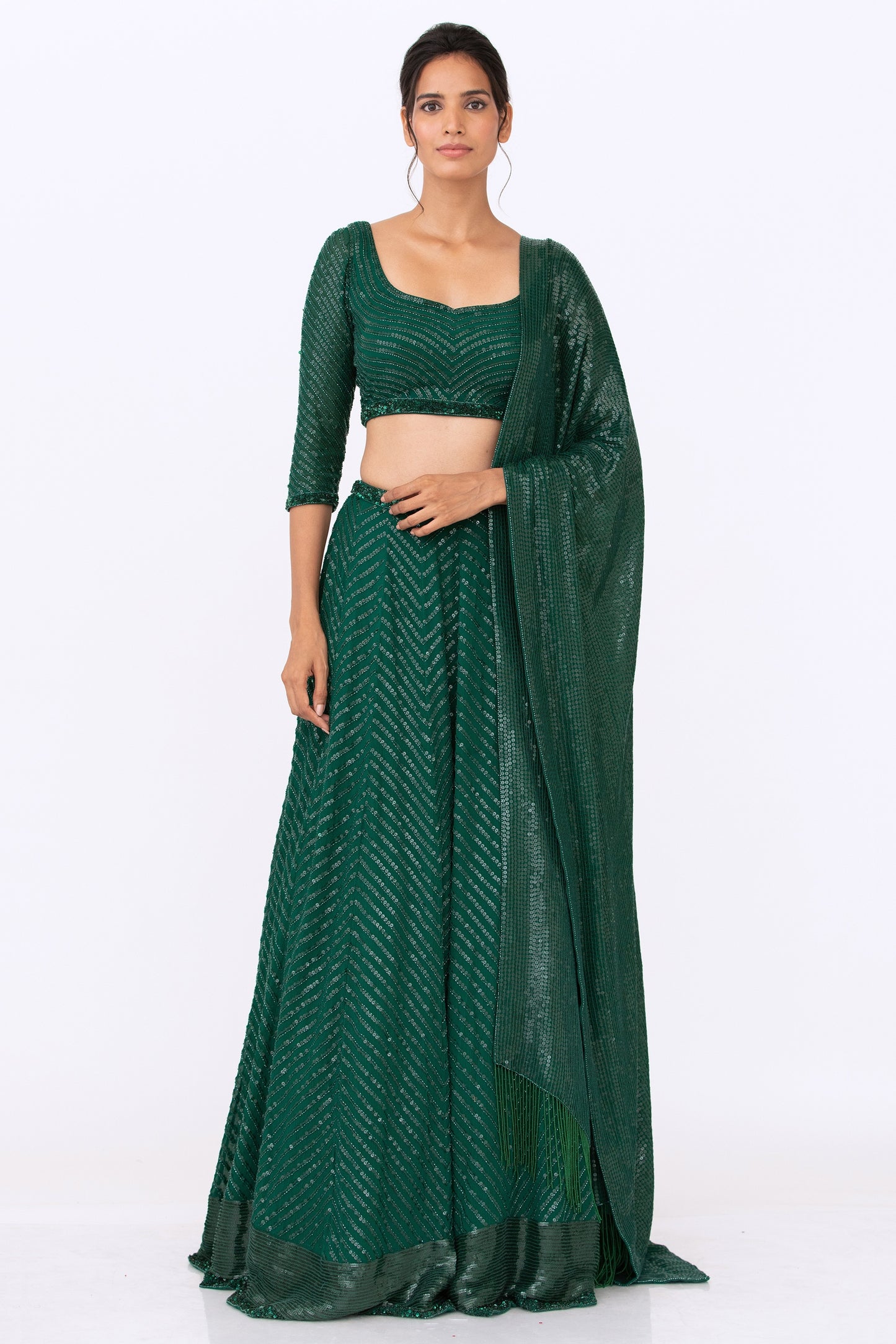 Lehenga Set in Tonal Sequin Embroidery