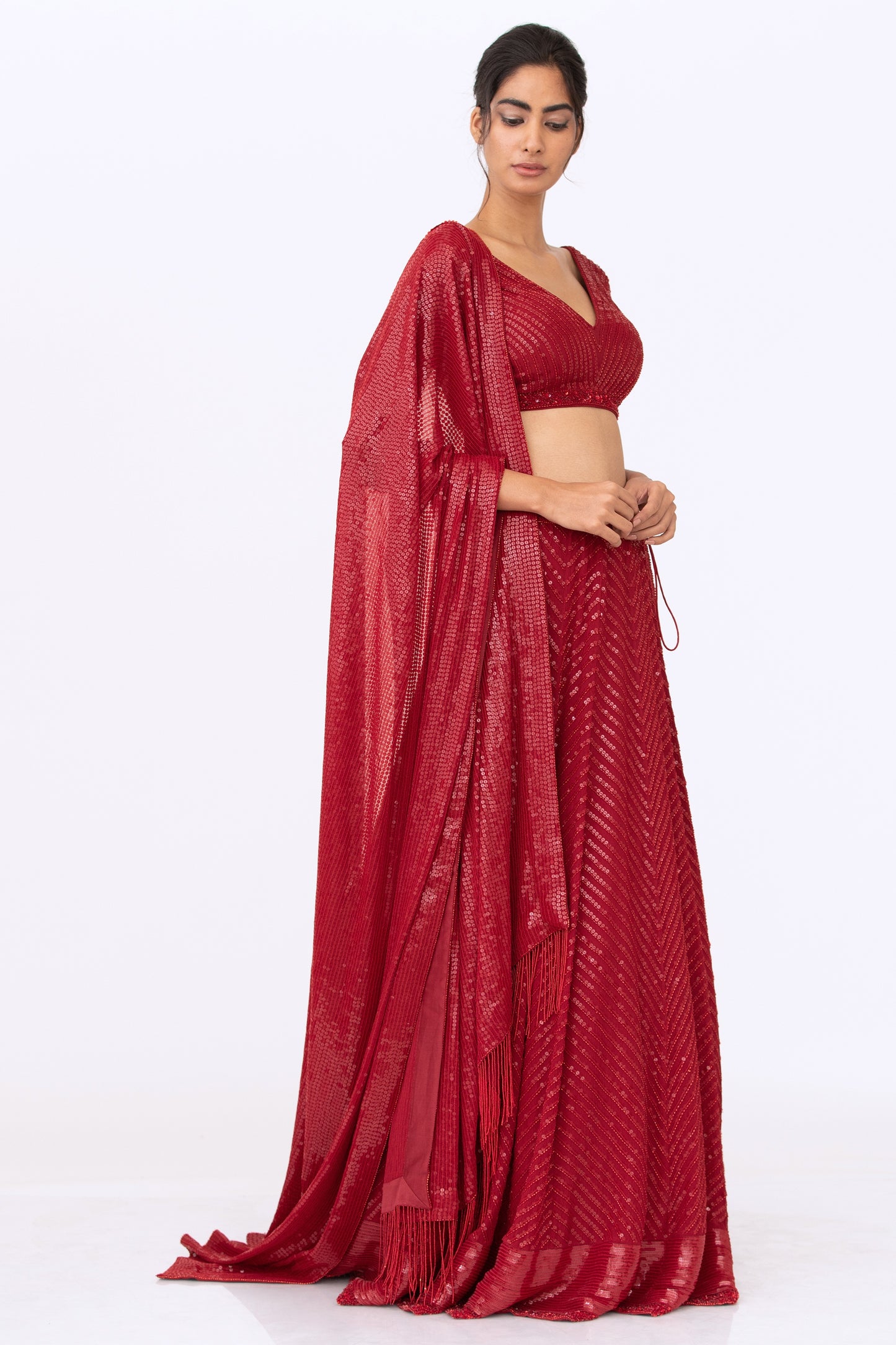 Lehenga Set in Tonal Sequin Embroidery