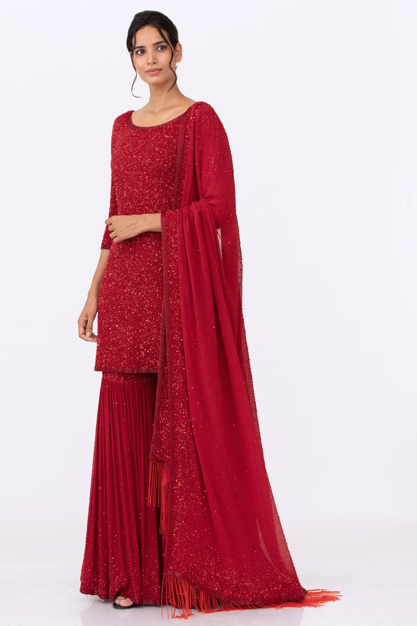 Gharara Set in Tonal Sequin Embroidery