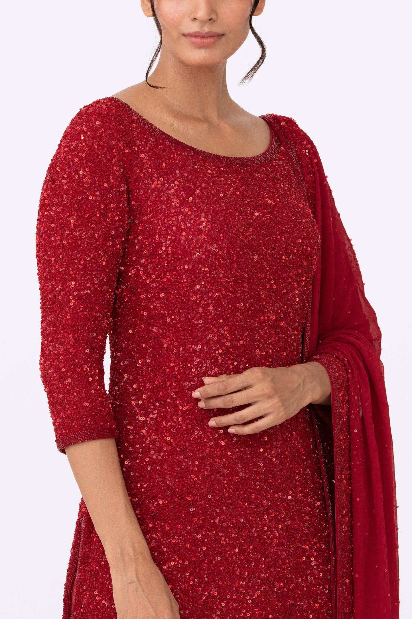 Gharara Set in Tonal Sequin Embroidery