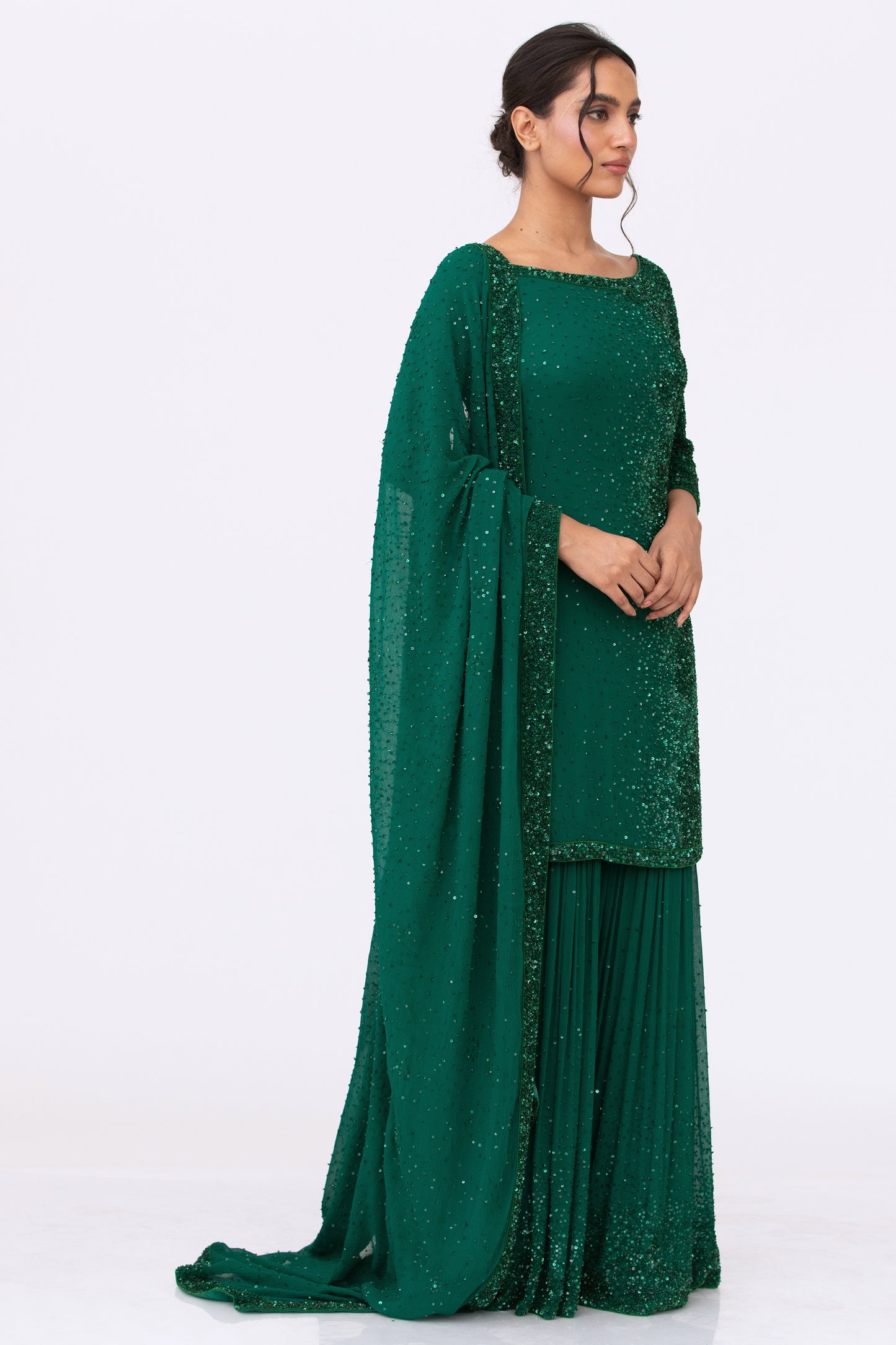 Gharara Set in Tonal Sequin Embroidery
