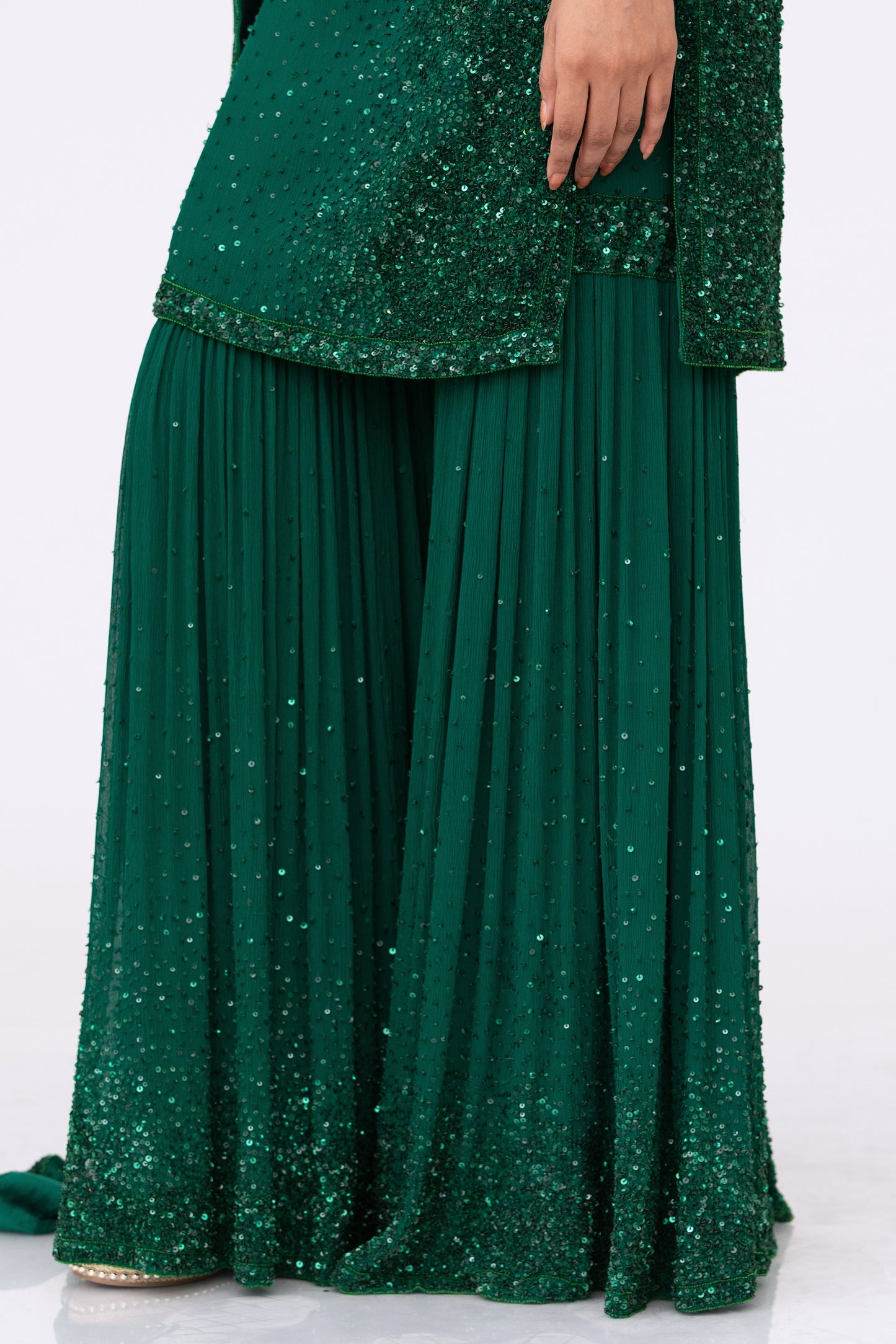 Gharara Set in Tonal Sequin Embroidery
