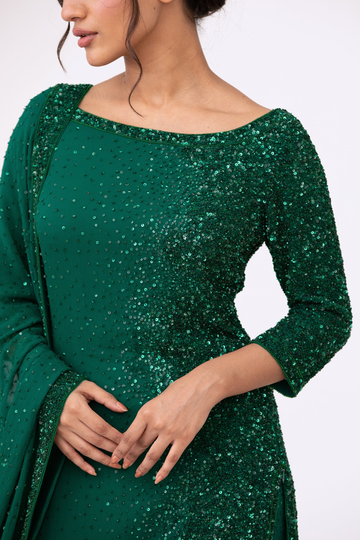 Gharara Set in Tonal Sequin Embroidery