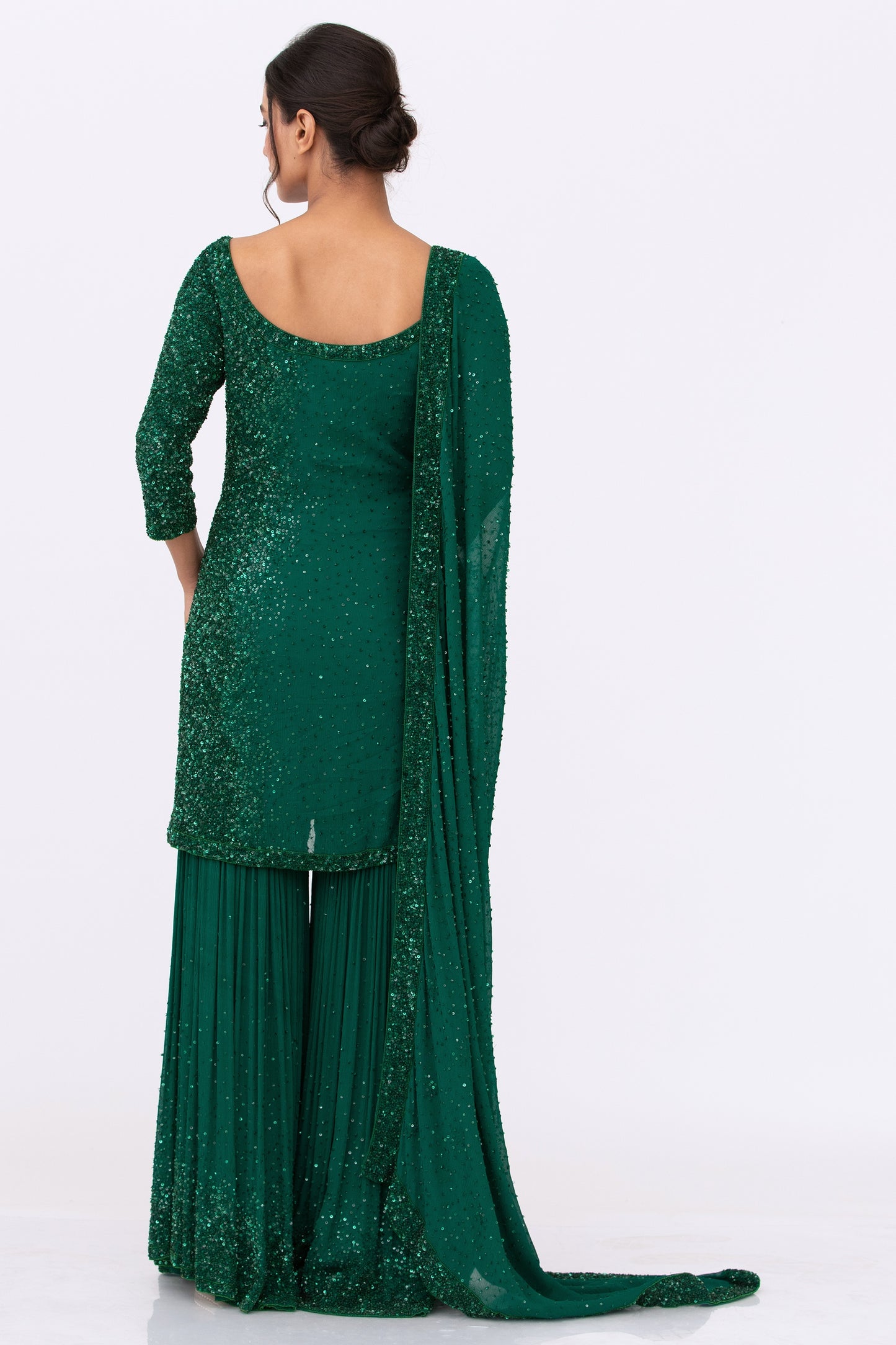 Gharara Set in Tonal Sequin Embroidery