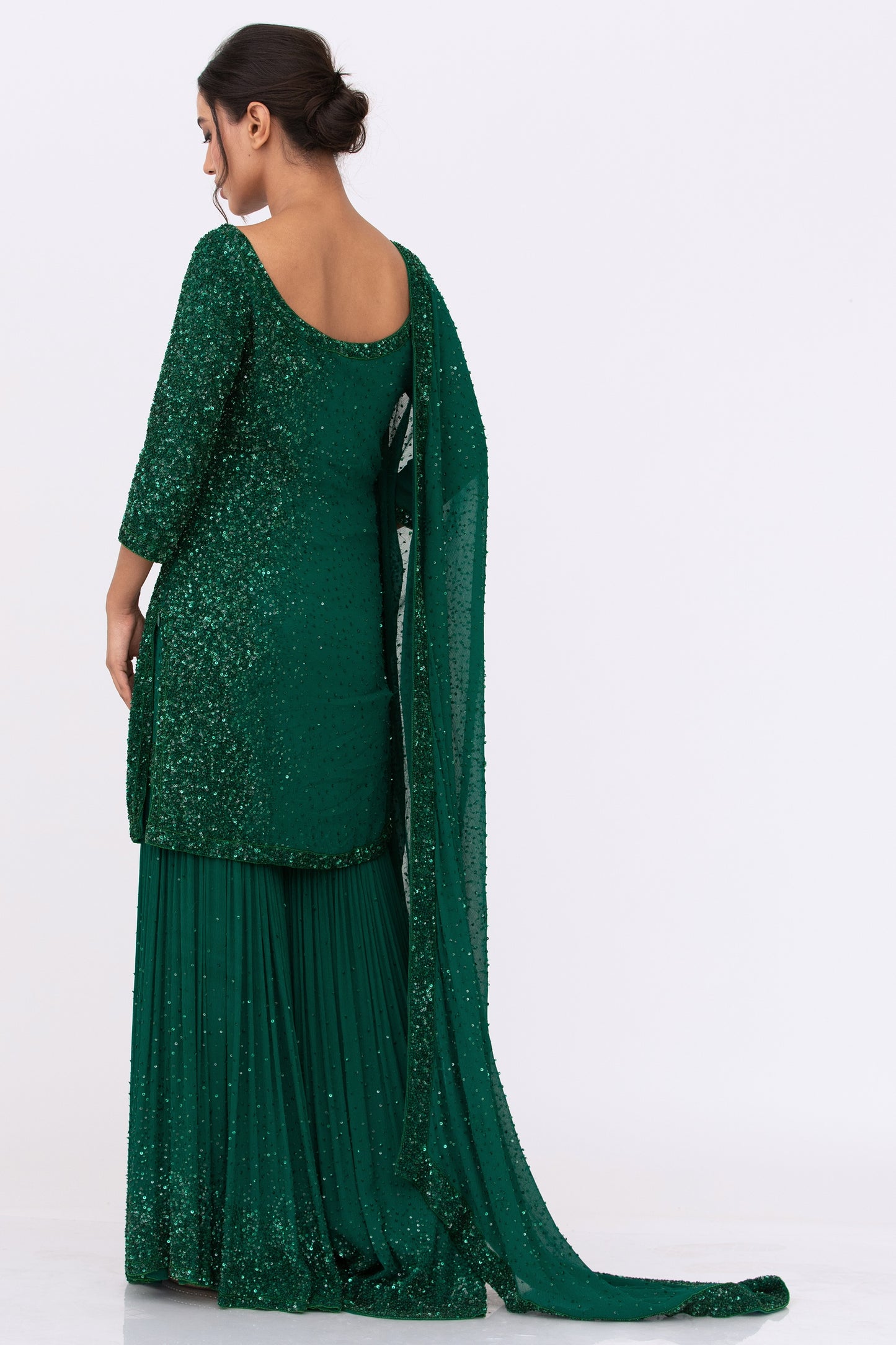 Gharara Set in Tonal Sequin Embroidery