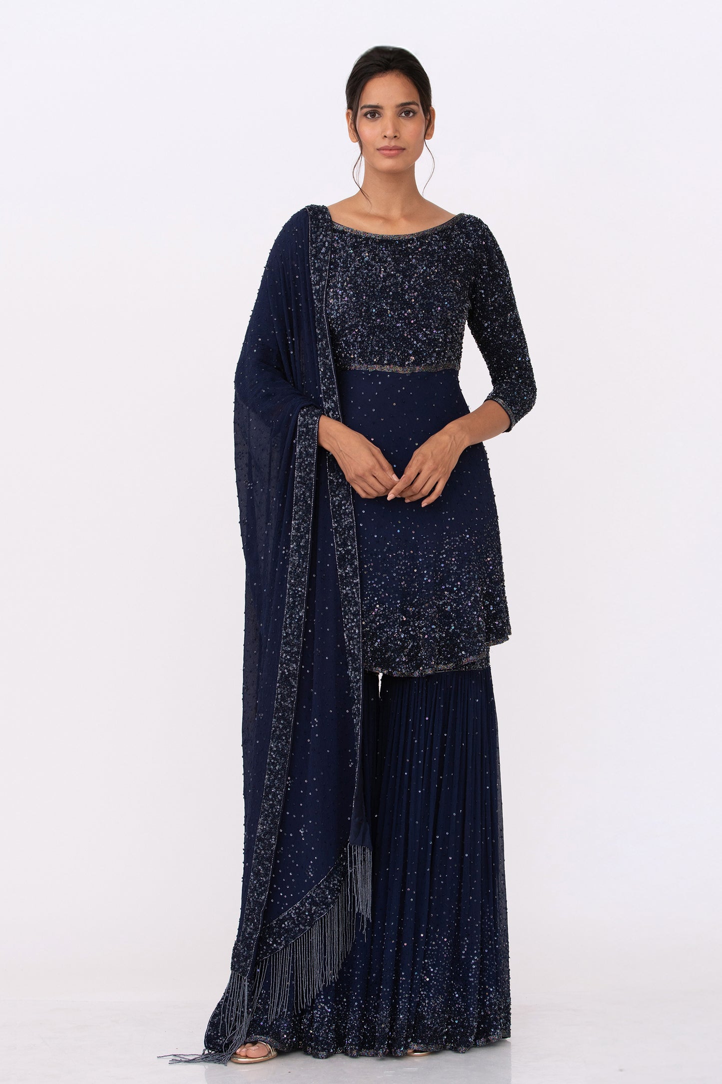 Gharara Set with Tonal Sprinkle Sequin Embroidery