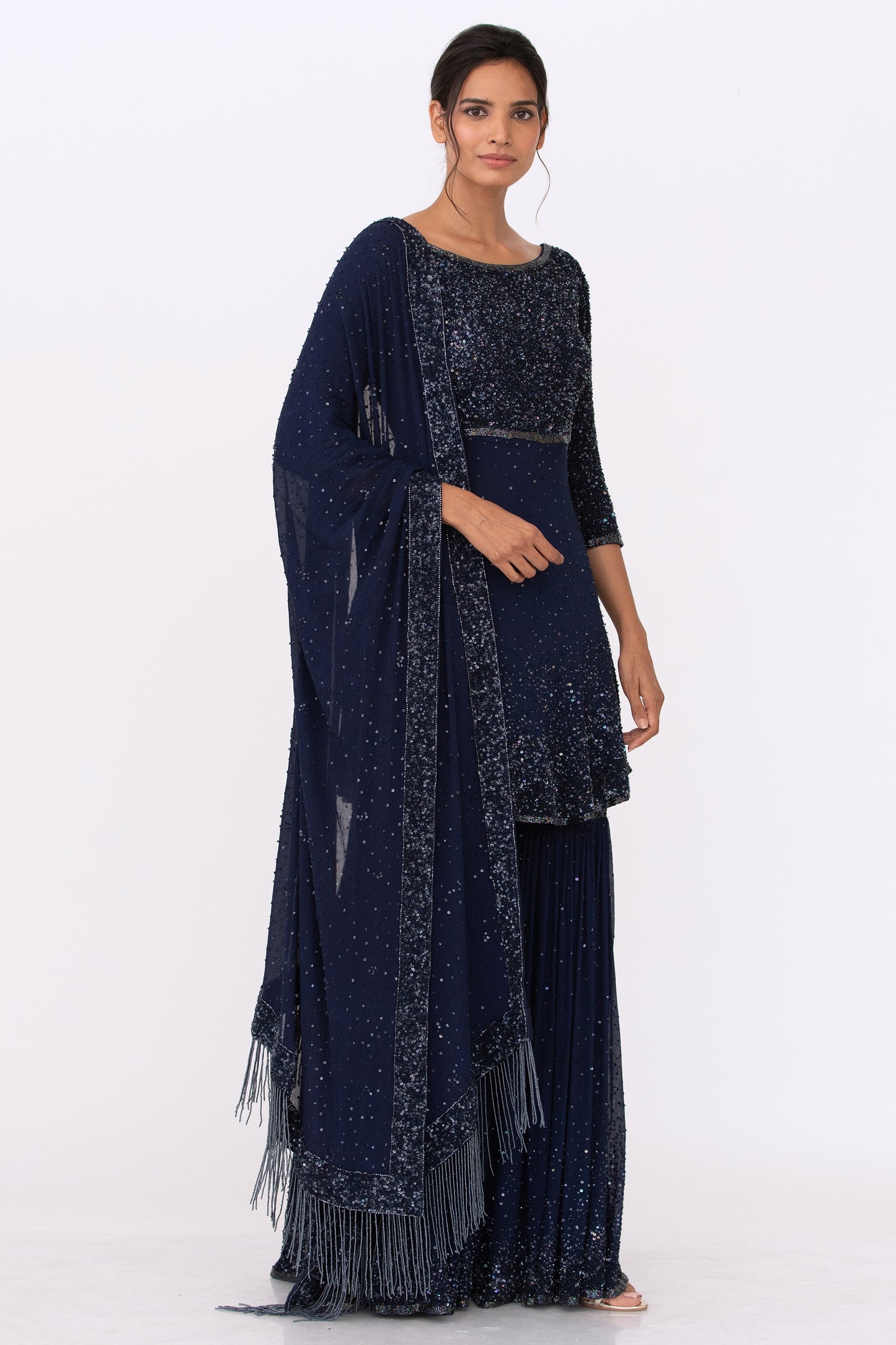 Gharara Set with Tonal Sprinkle Sequin Embroidery