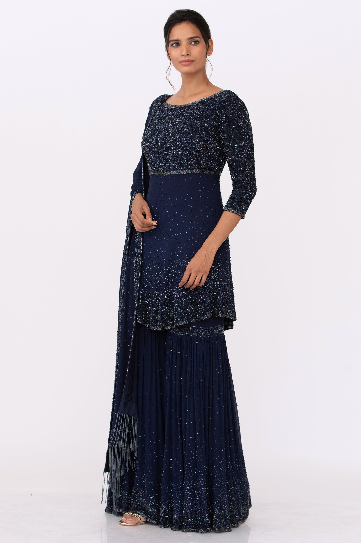 Gharara Set with Tonal Sprinkle Sequin Embroidery