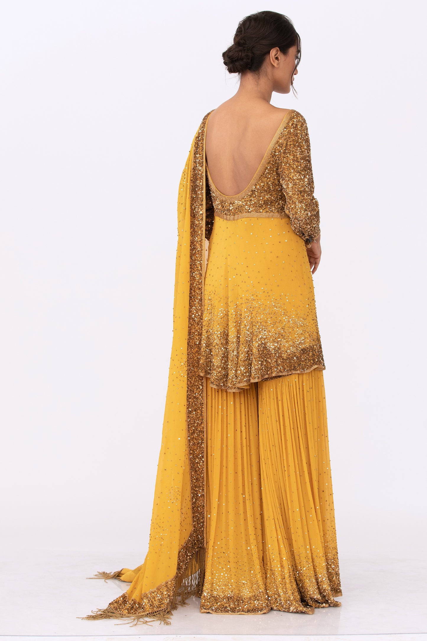 Gharara Set with Gold Sprinkle Sequin Embroidery