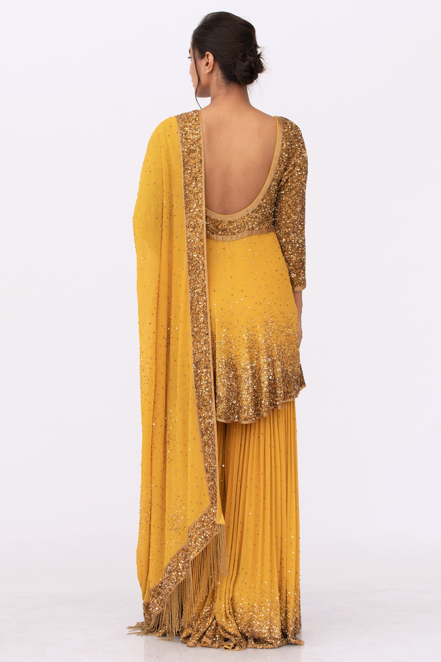 Gharara Set with Gold Sprinkle Sequin Embroidery