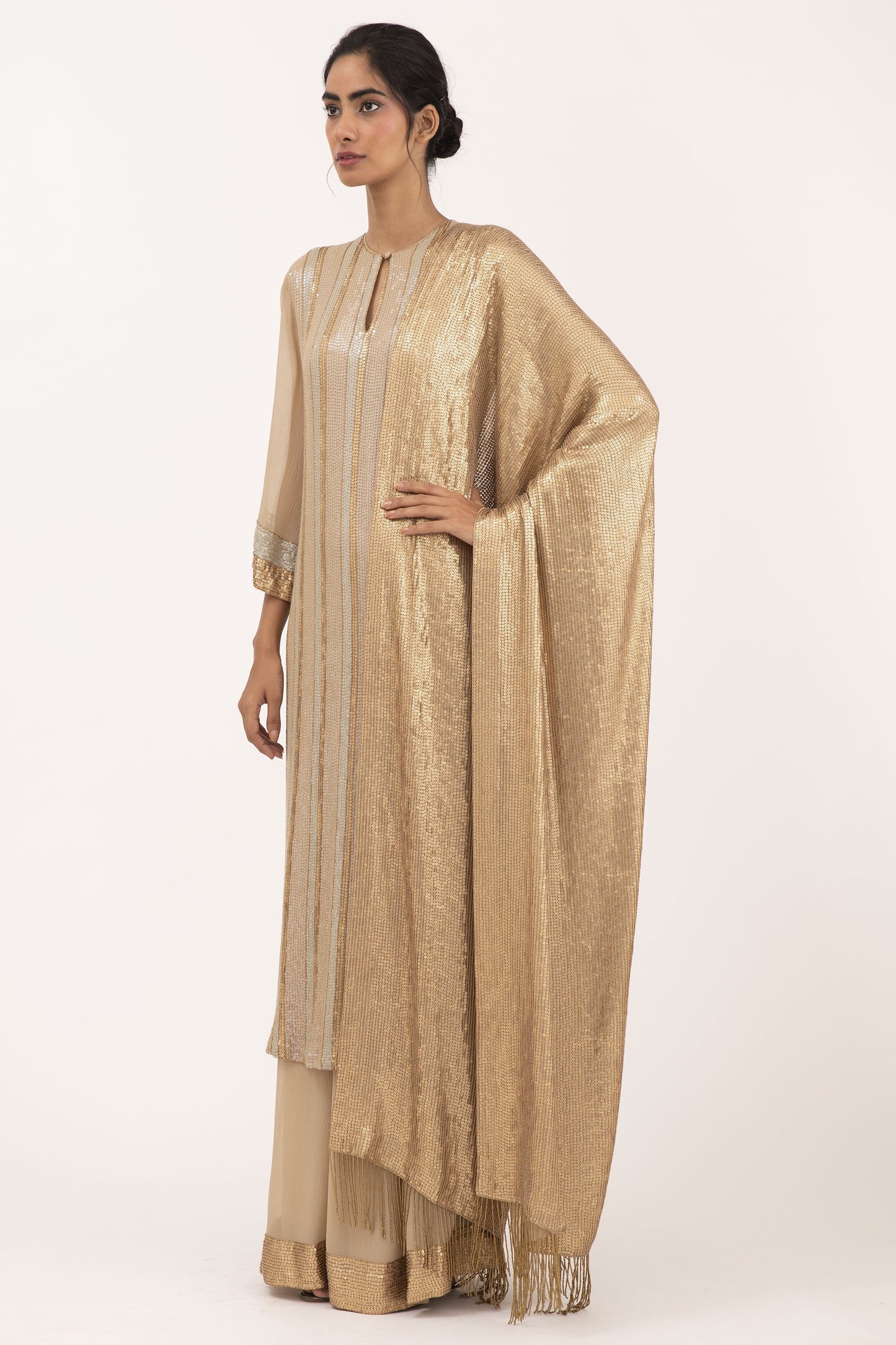 Kurta Set in Sheeted Sequin Embroidery