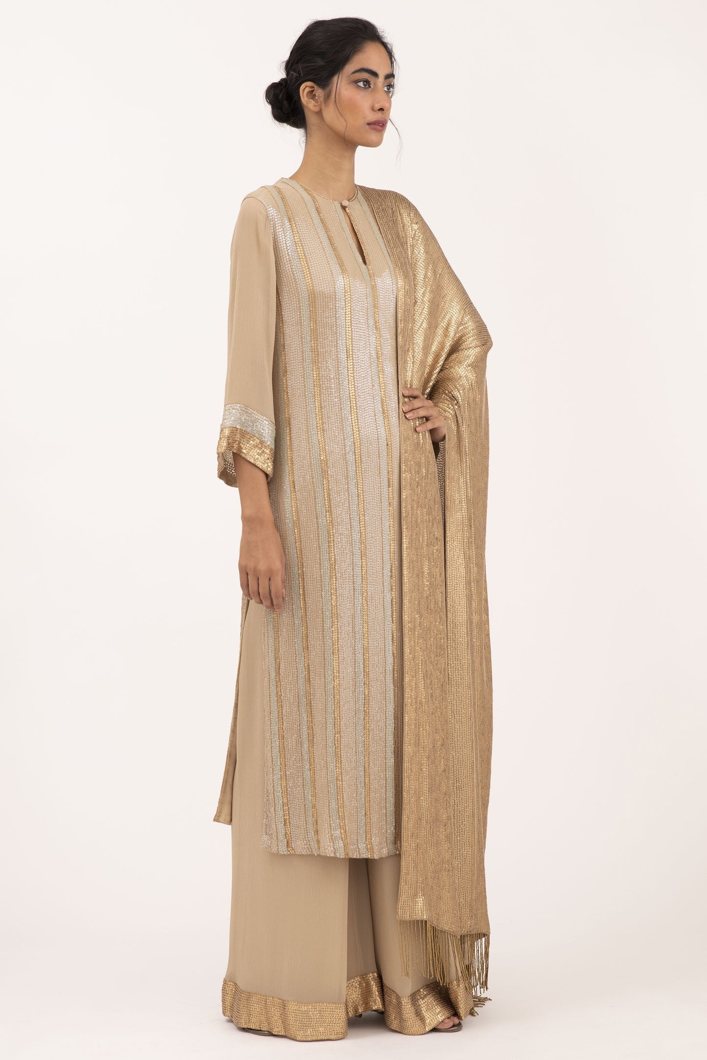 Kurta Set in Sheeted Sequin Embroidery