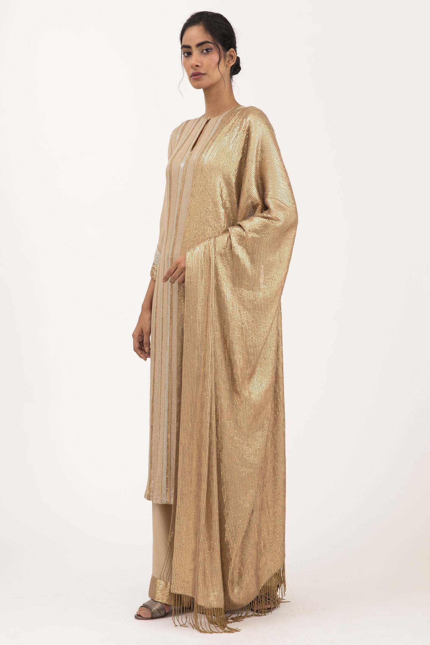 Kurta Set in Sheeted Sequin Embroidery