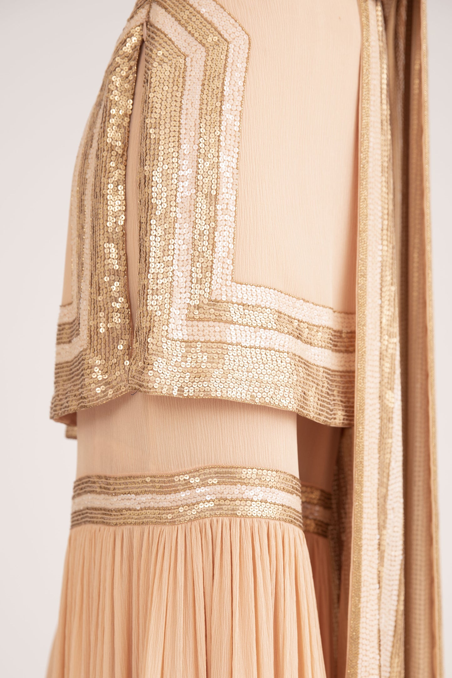 Gharara Set in Striped Sequin Embroidery