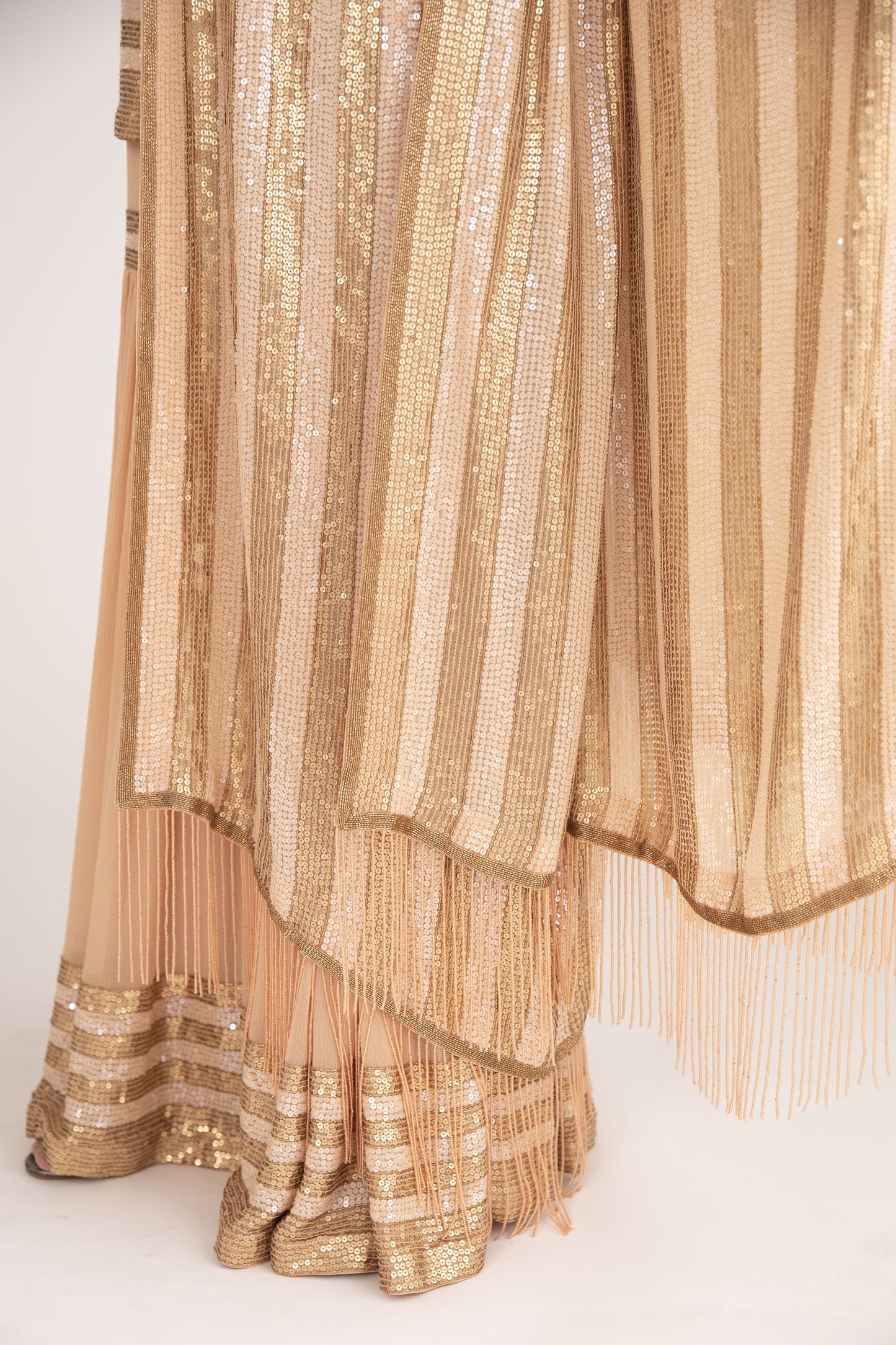 Gharara Set in Striped Sequin Embroidery
