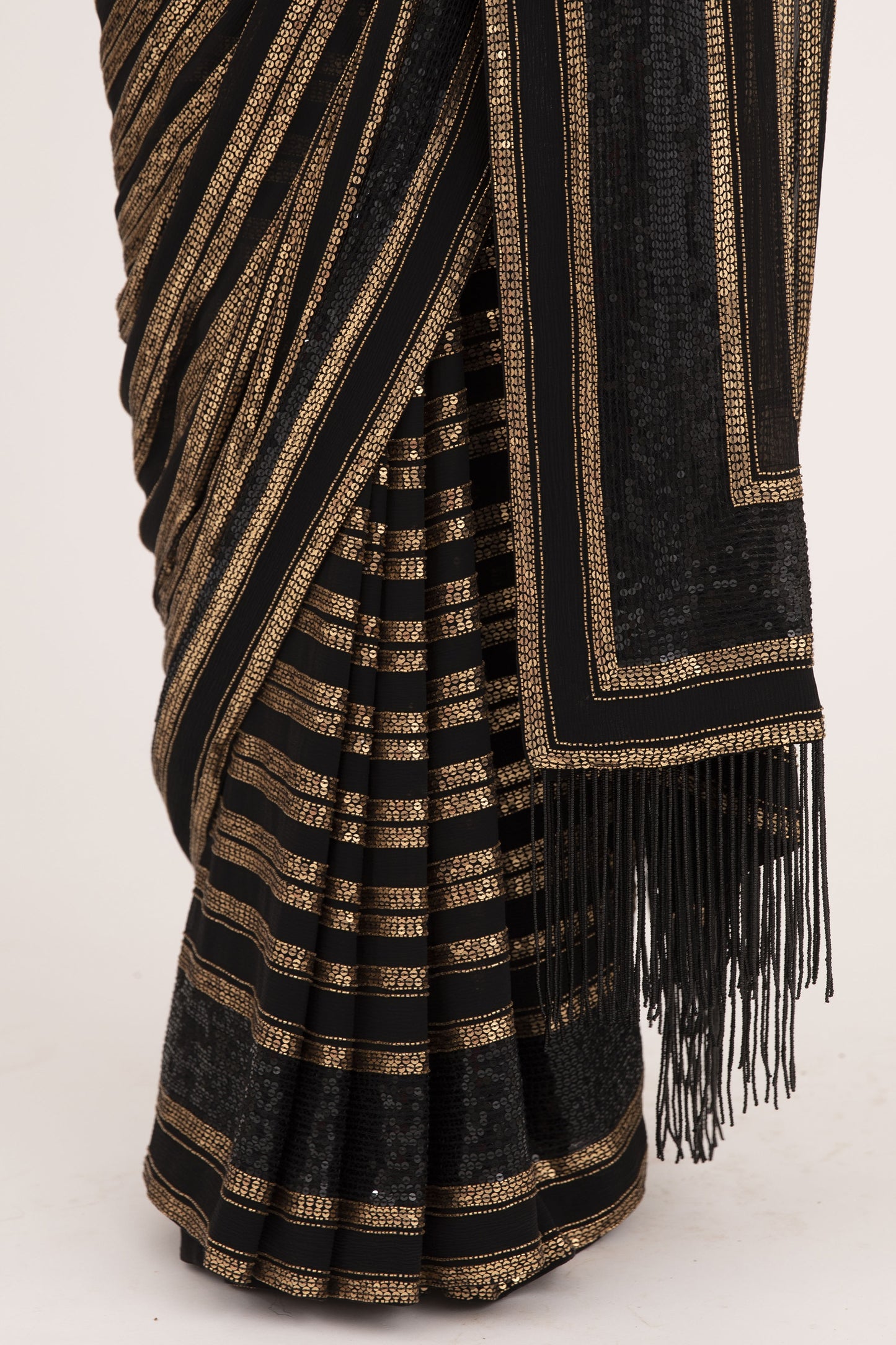 Sari Set in Striped Sequin Embroidery