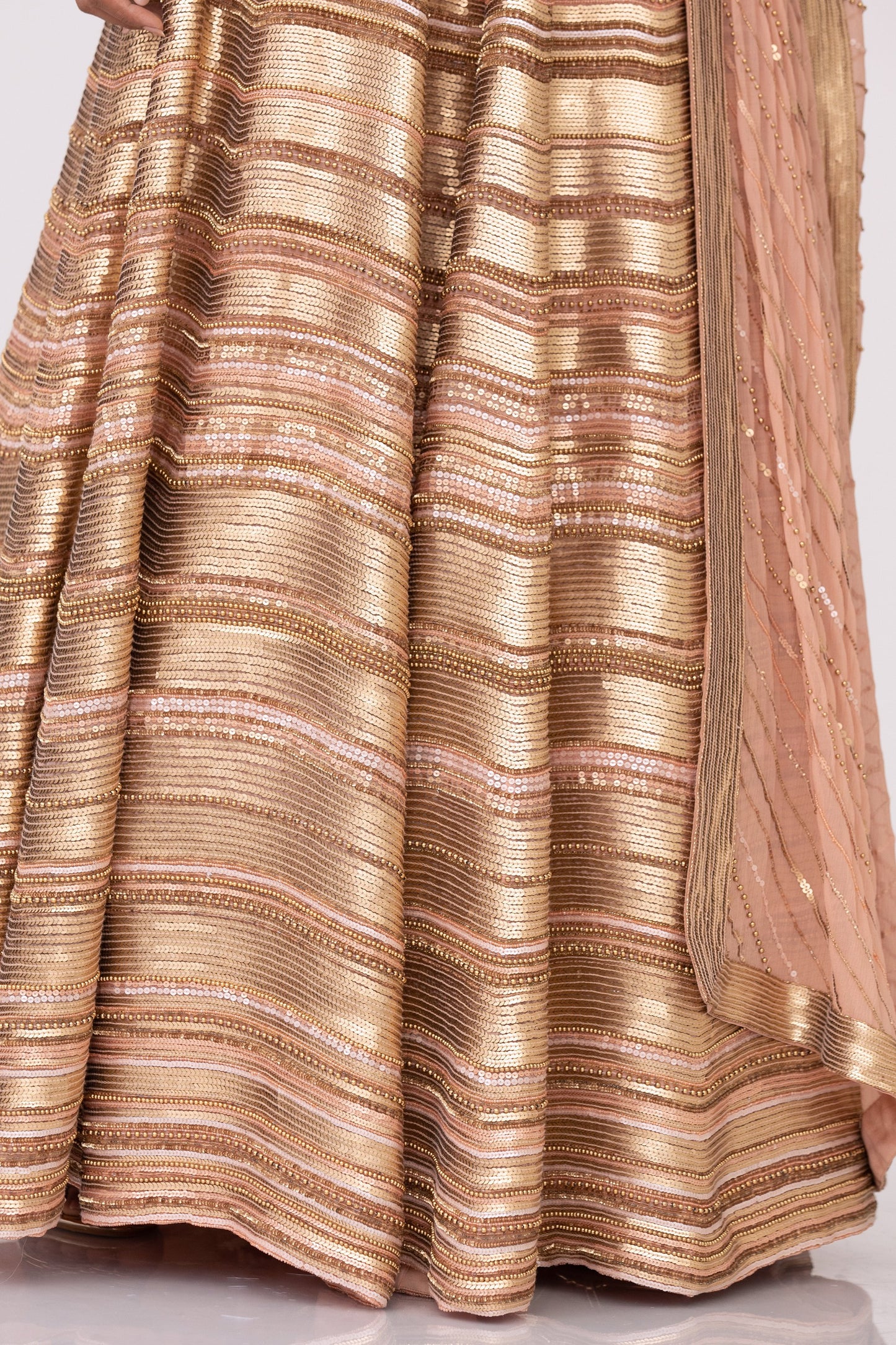 Lehenga Set in Gold Sequin Embroidery