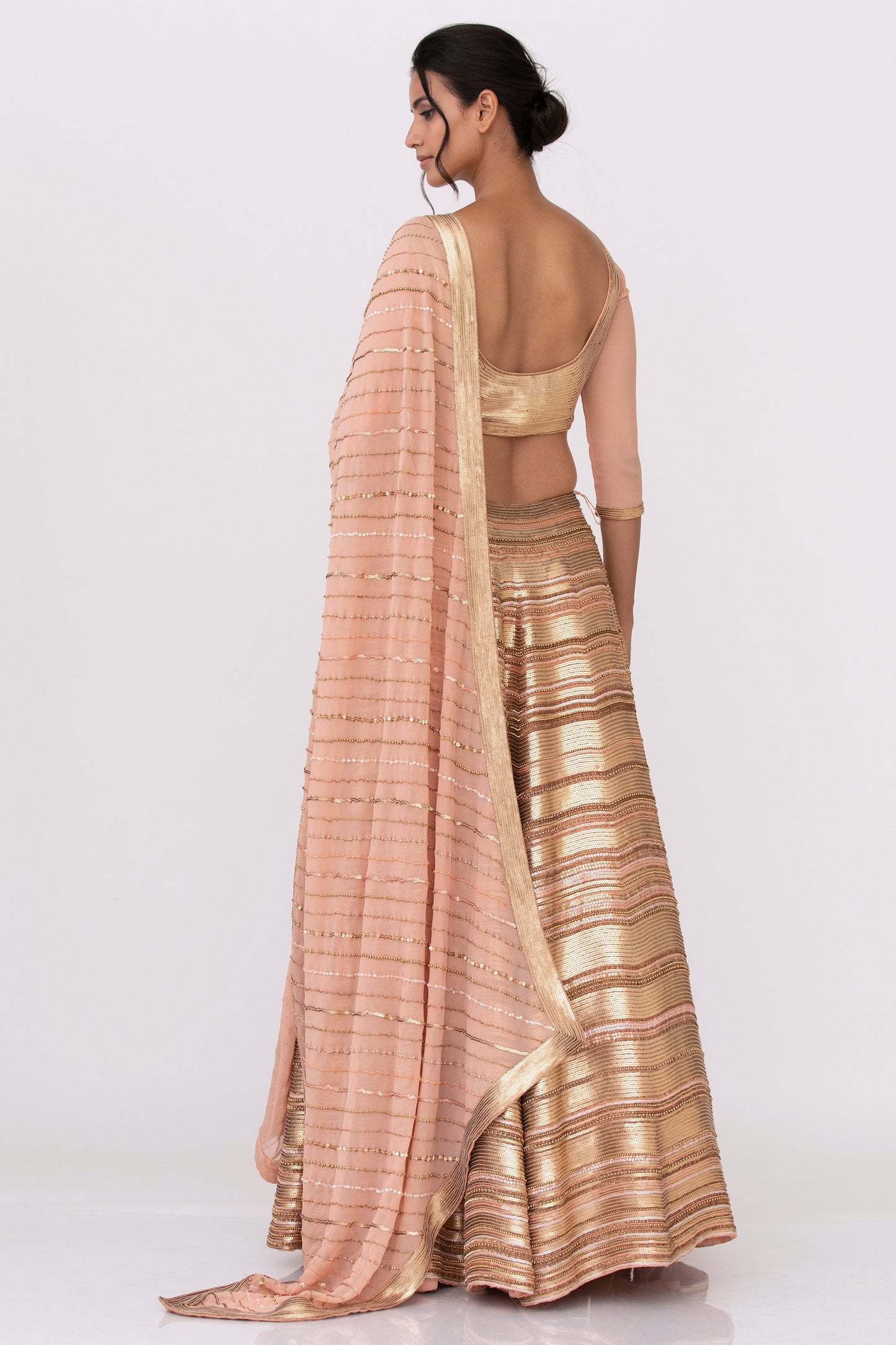 Lehenga Set in Gold Sequin Embroidery