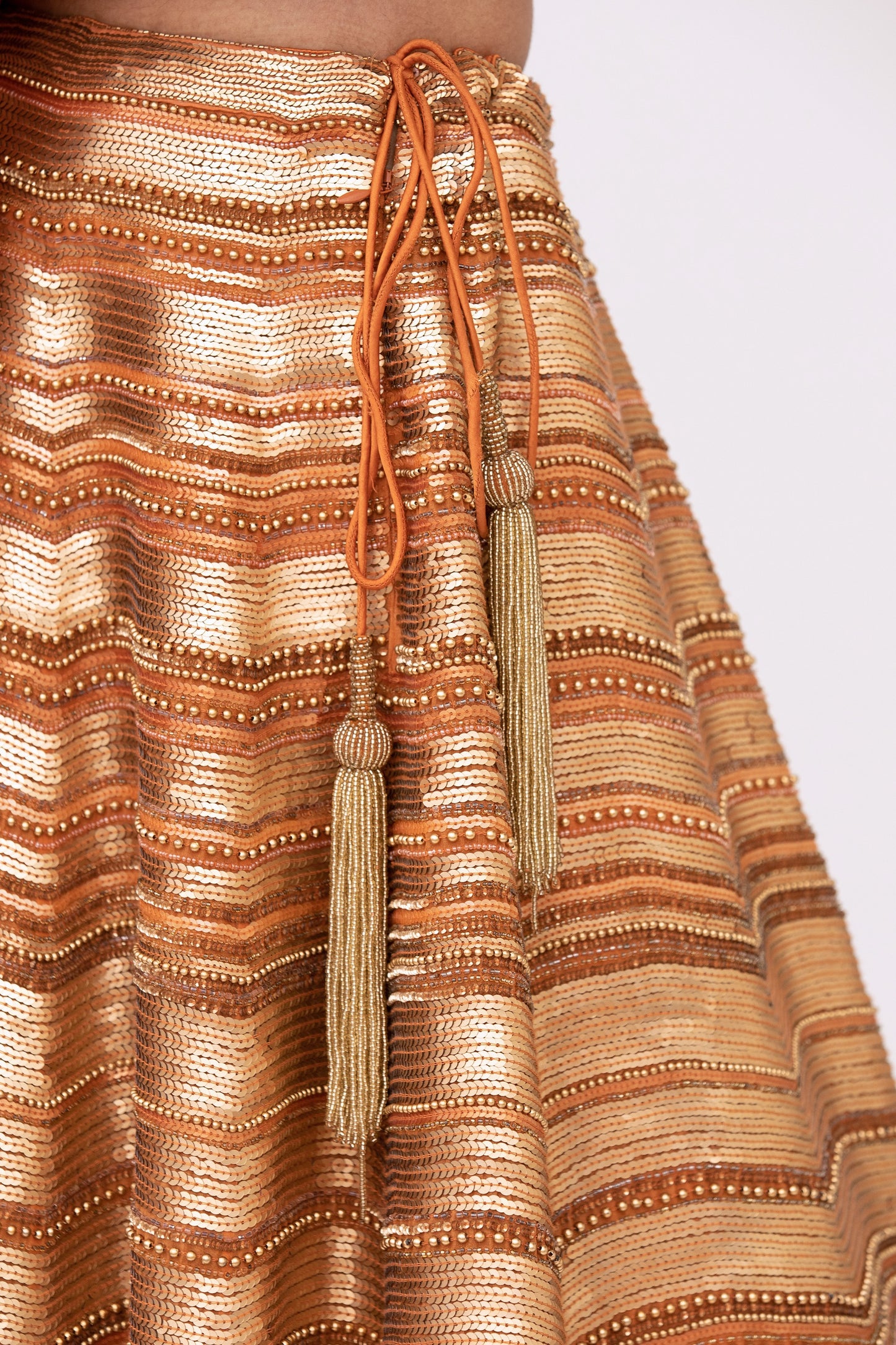 Lehenga Set in Gold Sequins Embroidery