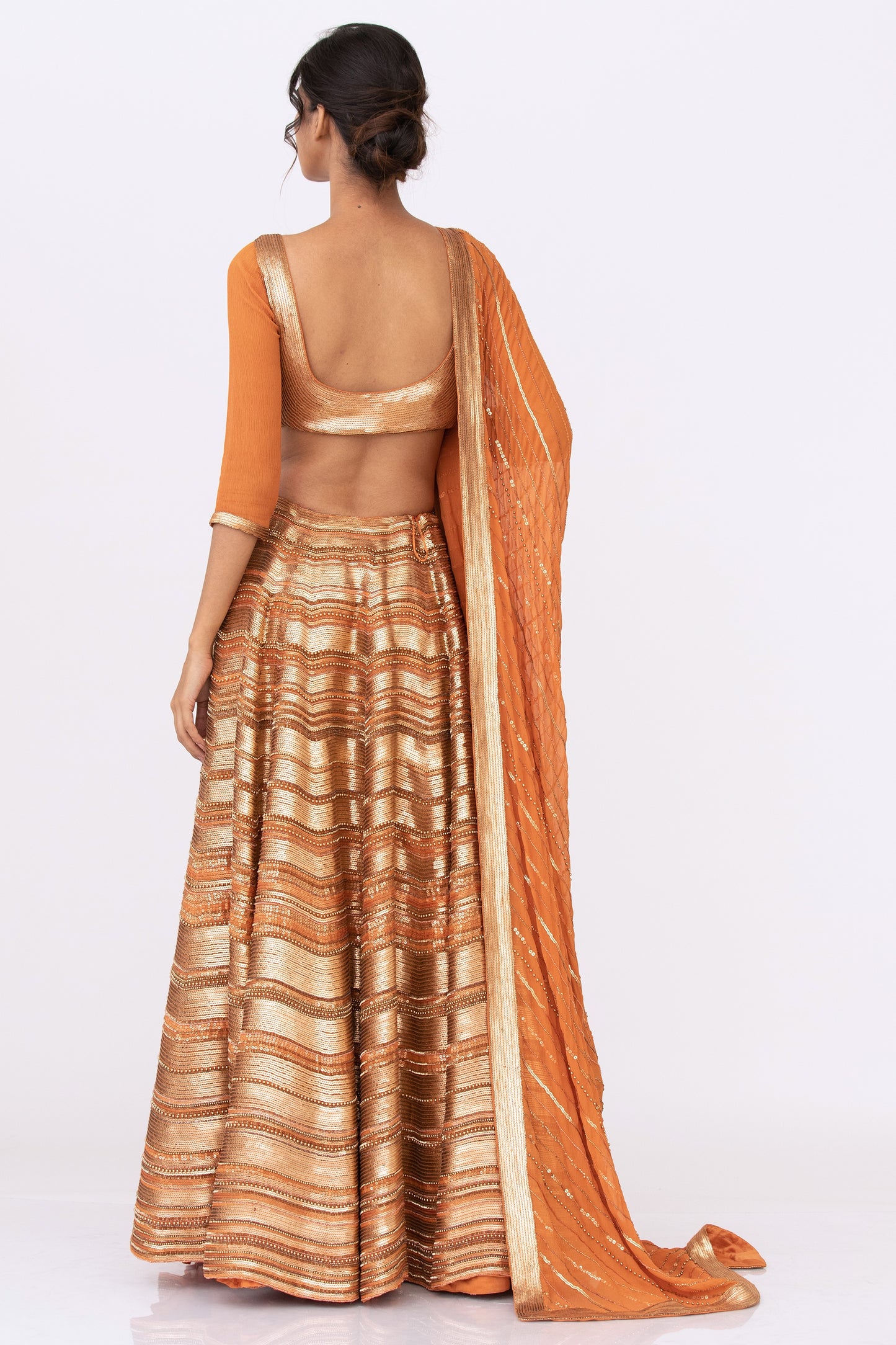Lehenga Set in Gold Sequins Embroidery