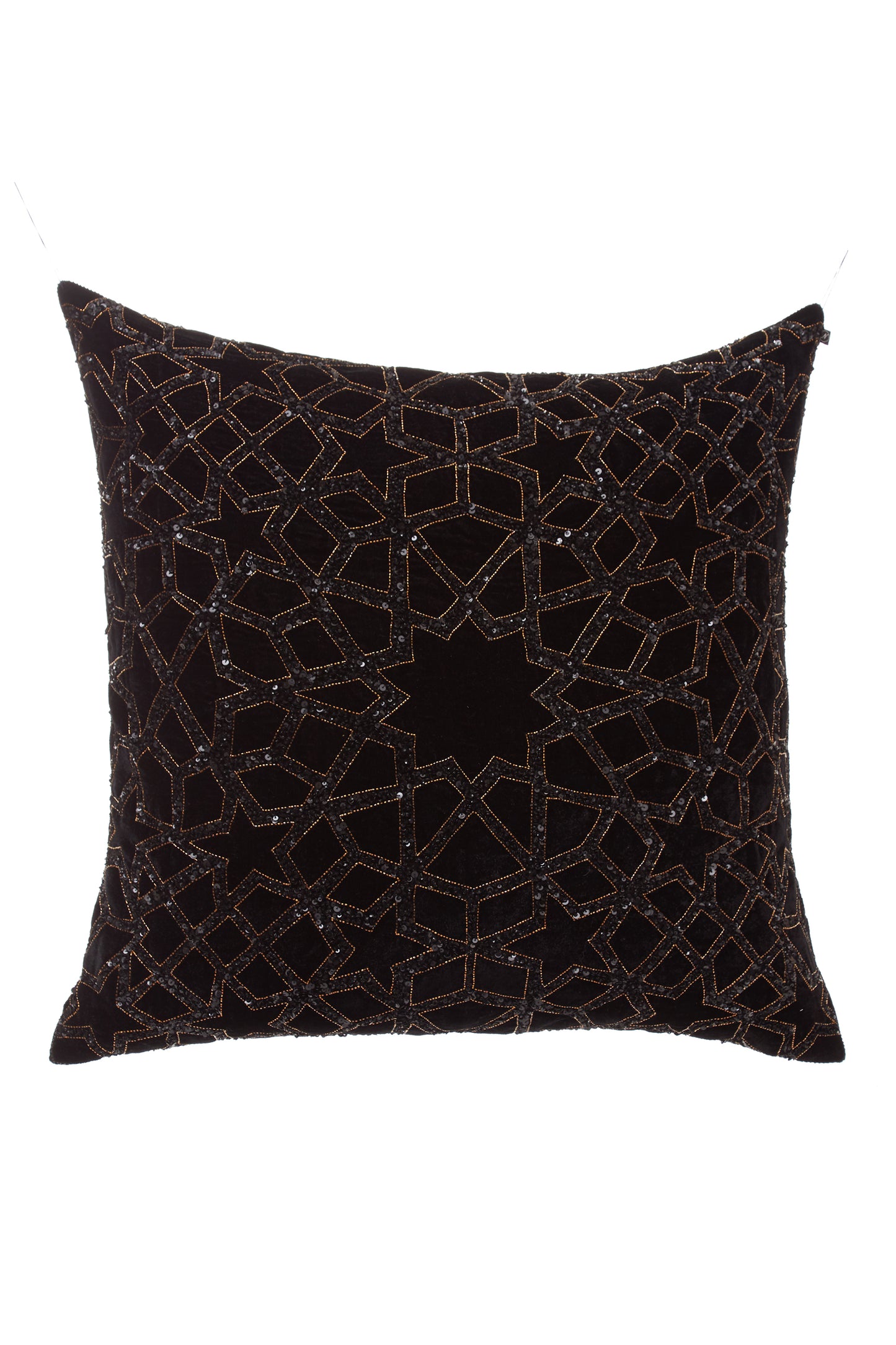 Nakul Sen Black Velvet Embroidered Cushion Cover With Filler Single Pc