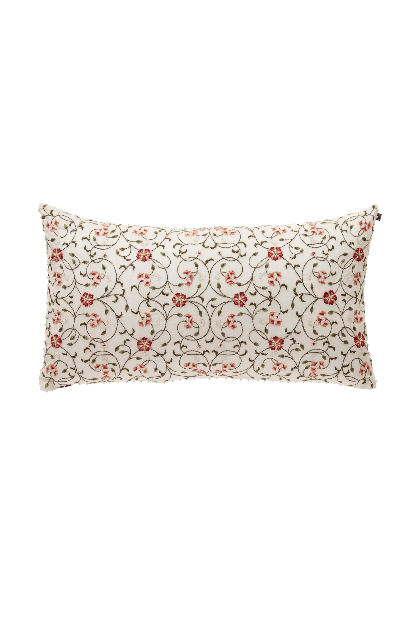 Nakul Sen White Chanderi Embroidered Cushion Cover With Filler Single Pc