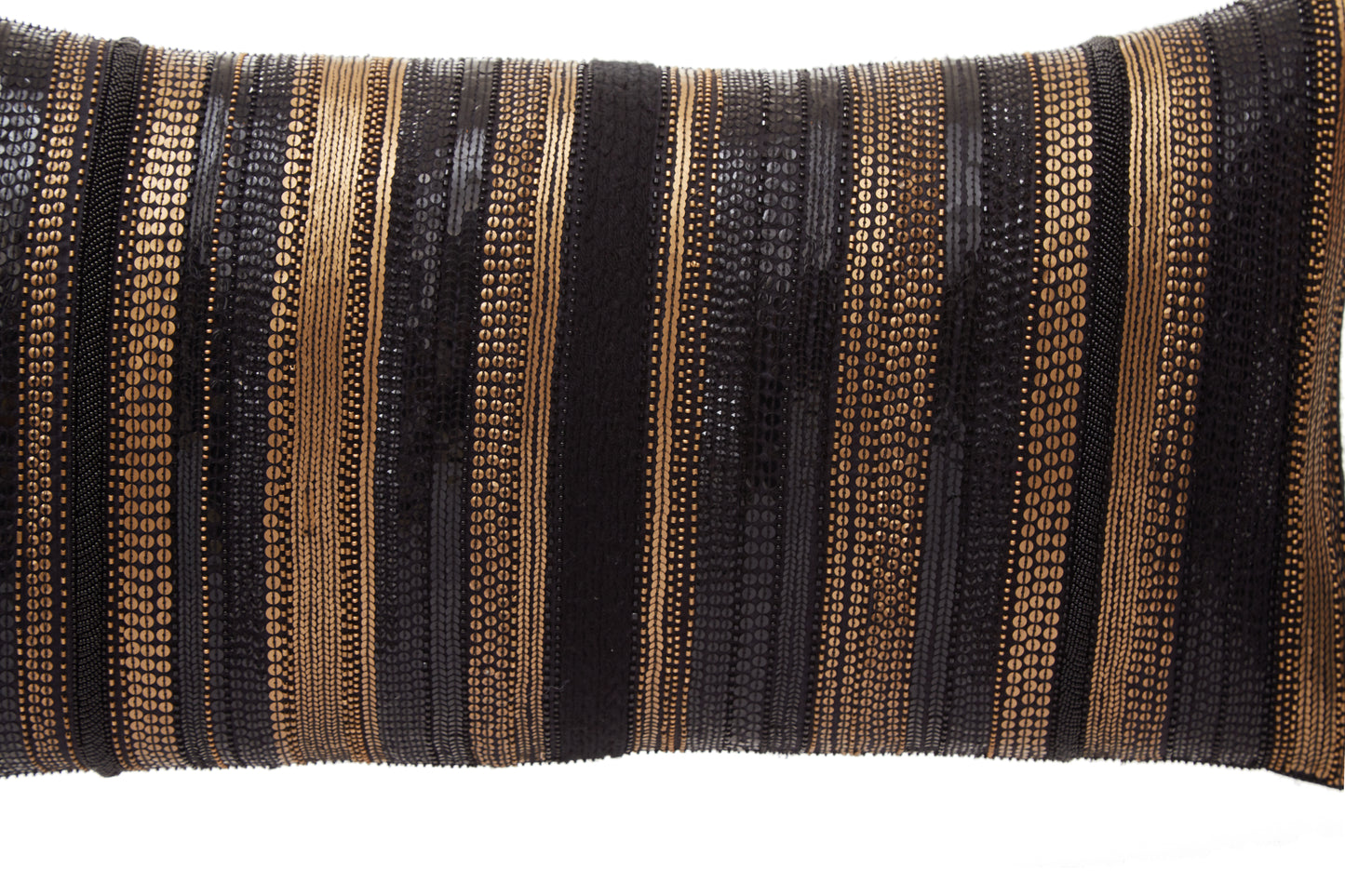 Nakul Sen Black Raw Silk Embroidered Rectangle Cushion Cover With Filler Single Pc