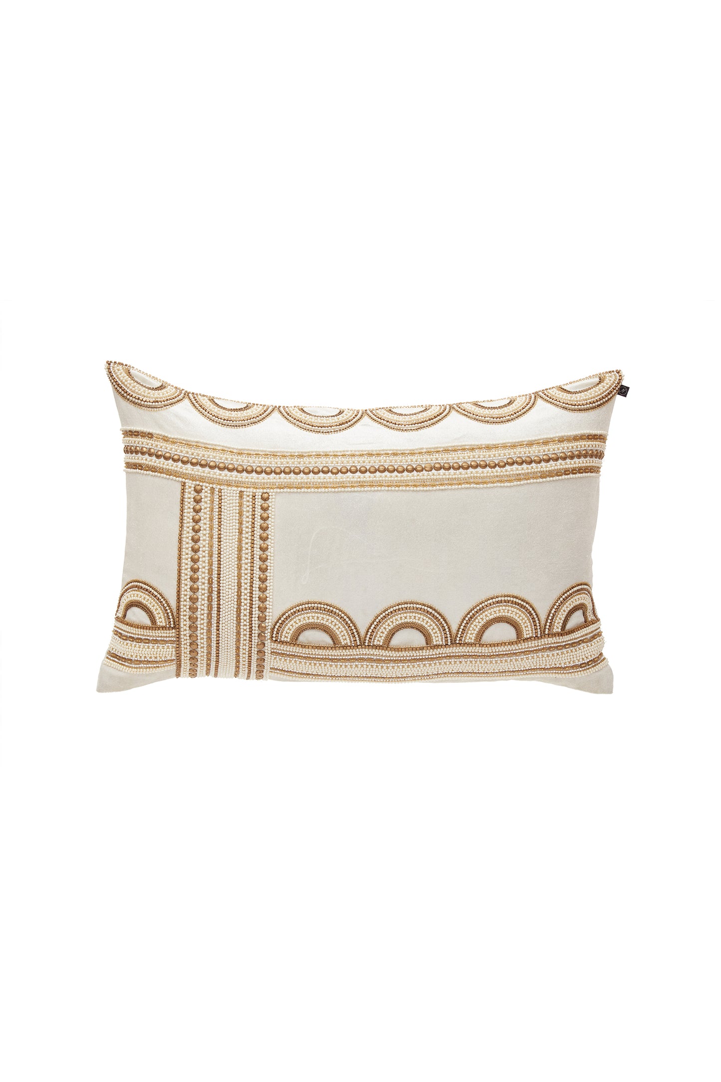 Nakul Sen White Velvet Embroidered Cushion Cover With Filler Single Pc