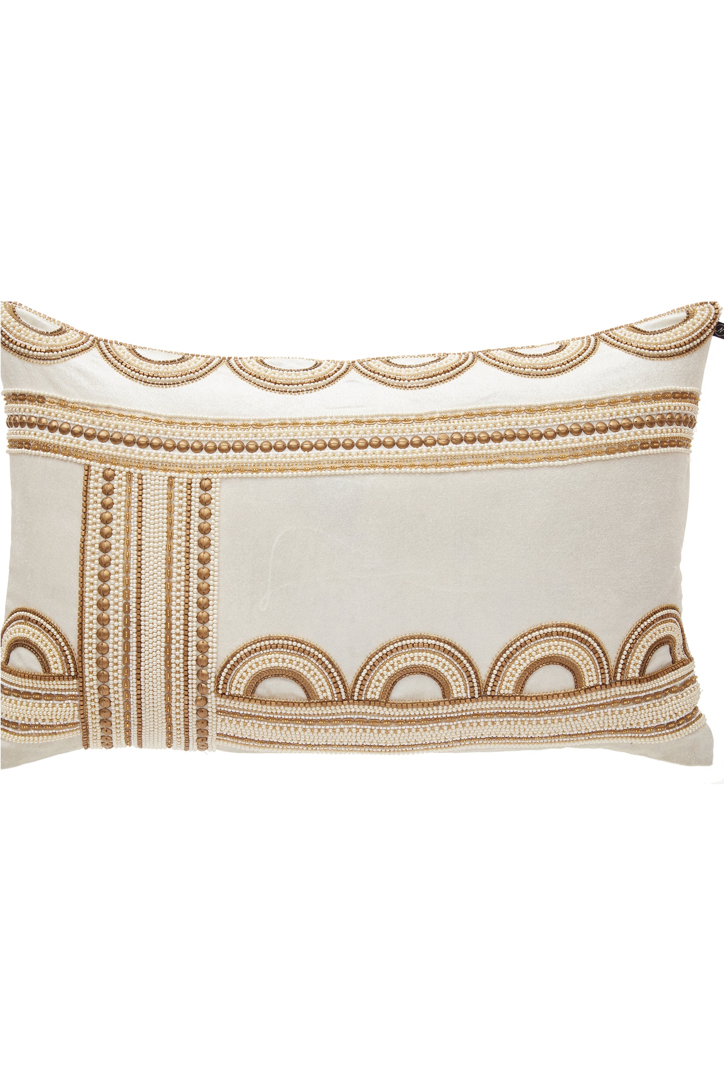 Nakul Sen White Velvet Embroidered Cushion Cover With Filler Single Pc