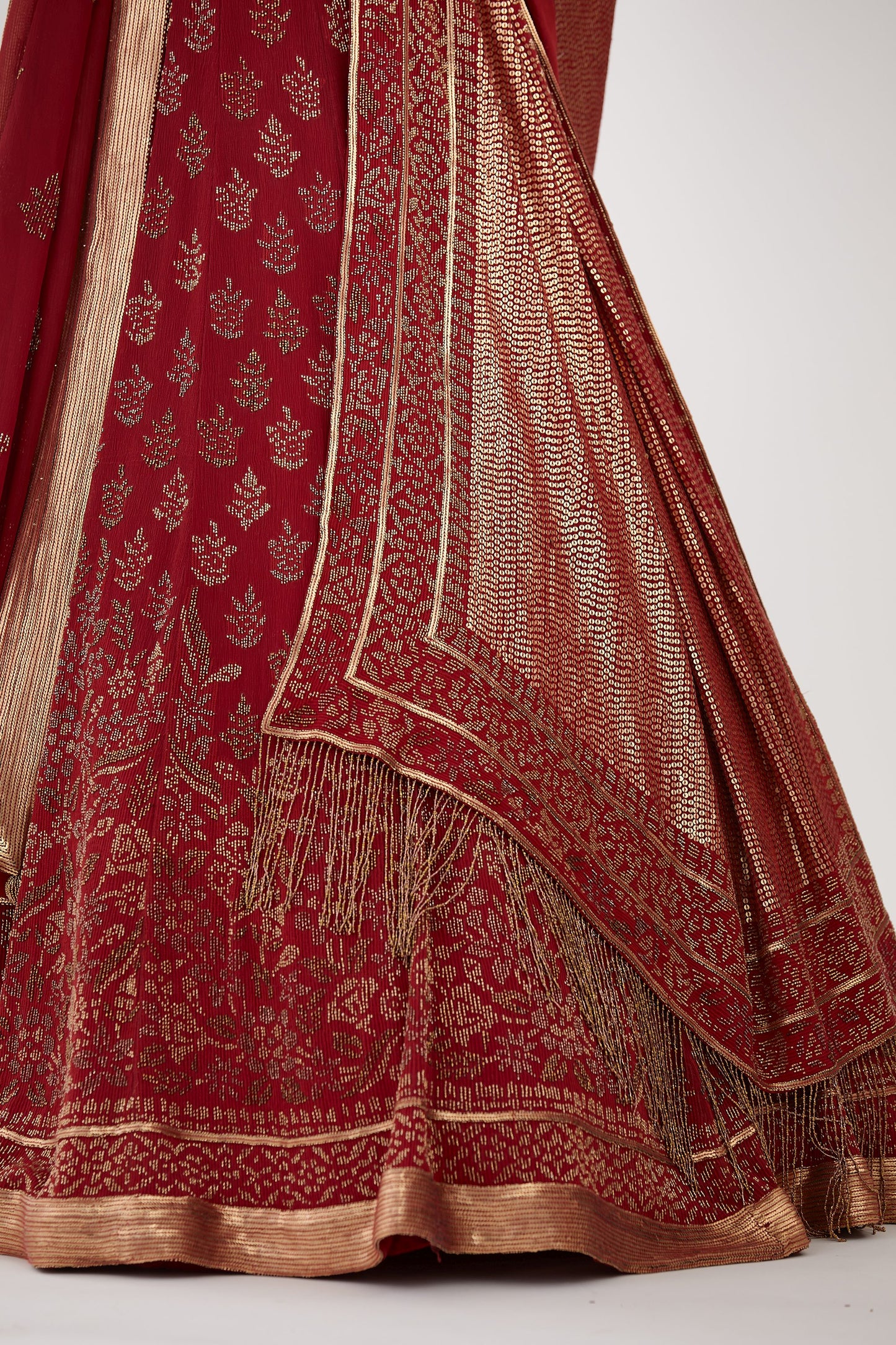 Lehenga Set in Gold Cutdana Embroidery