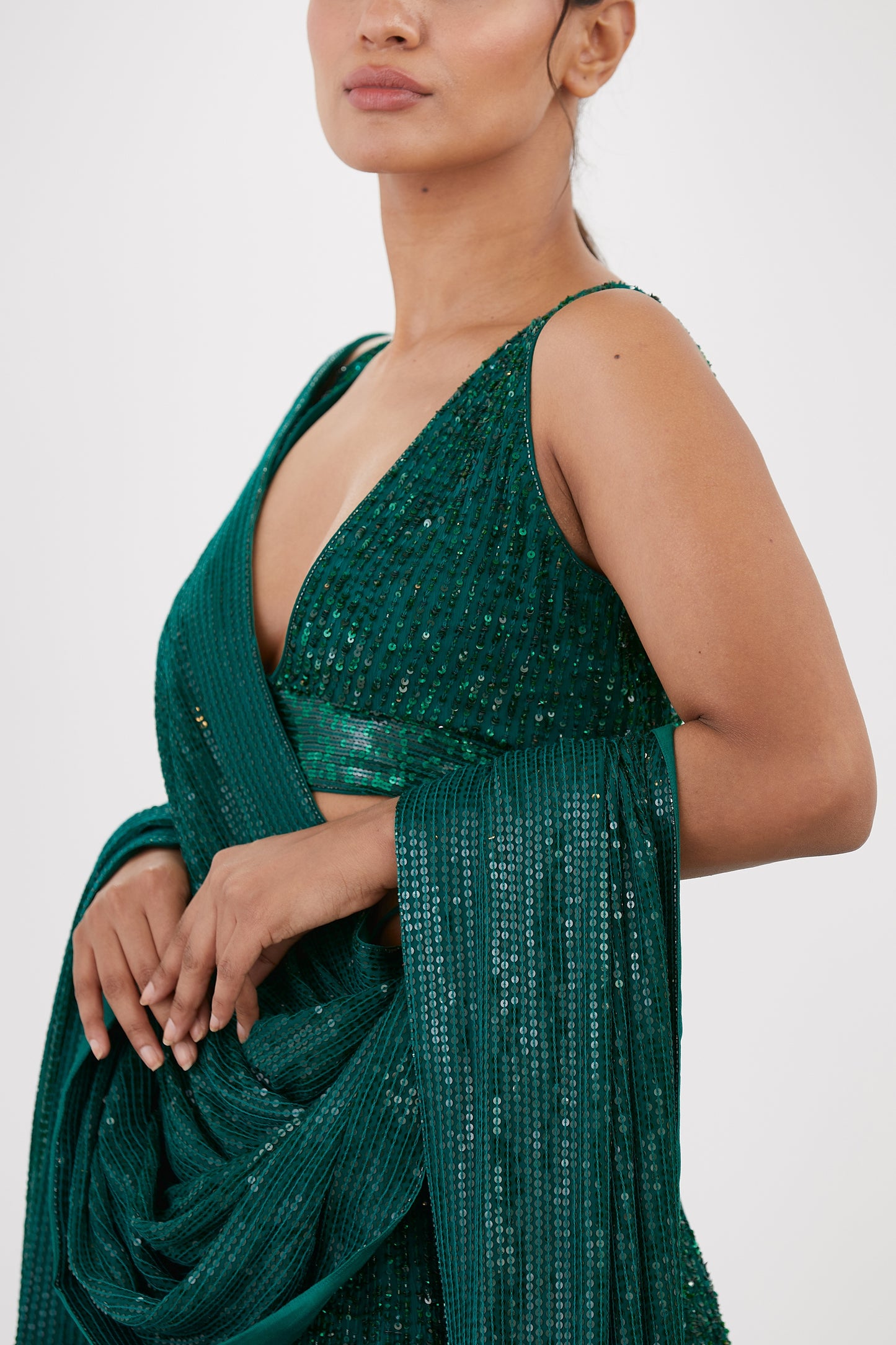 Lehenga Set in all over Line Sequin Embroidery