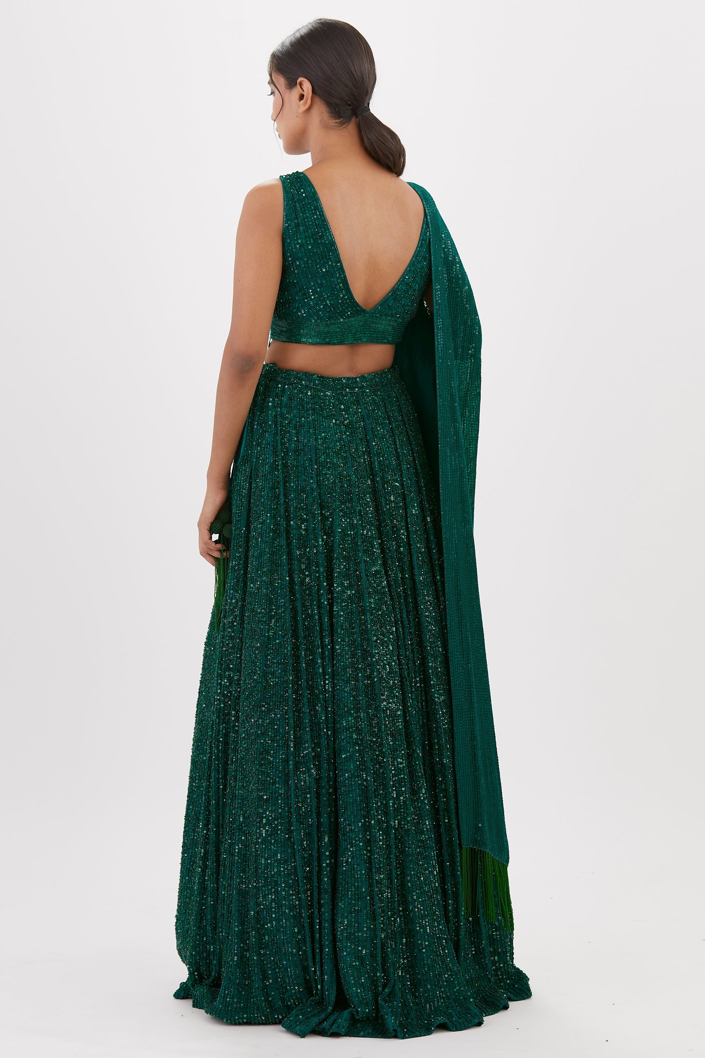 Lehenga Set in all over Line Sequin Embroidery