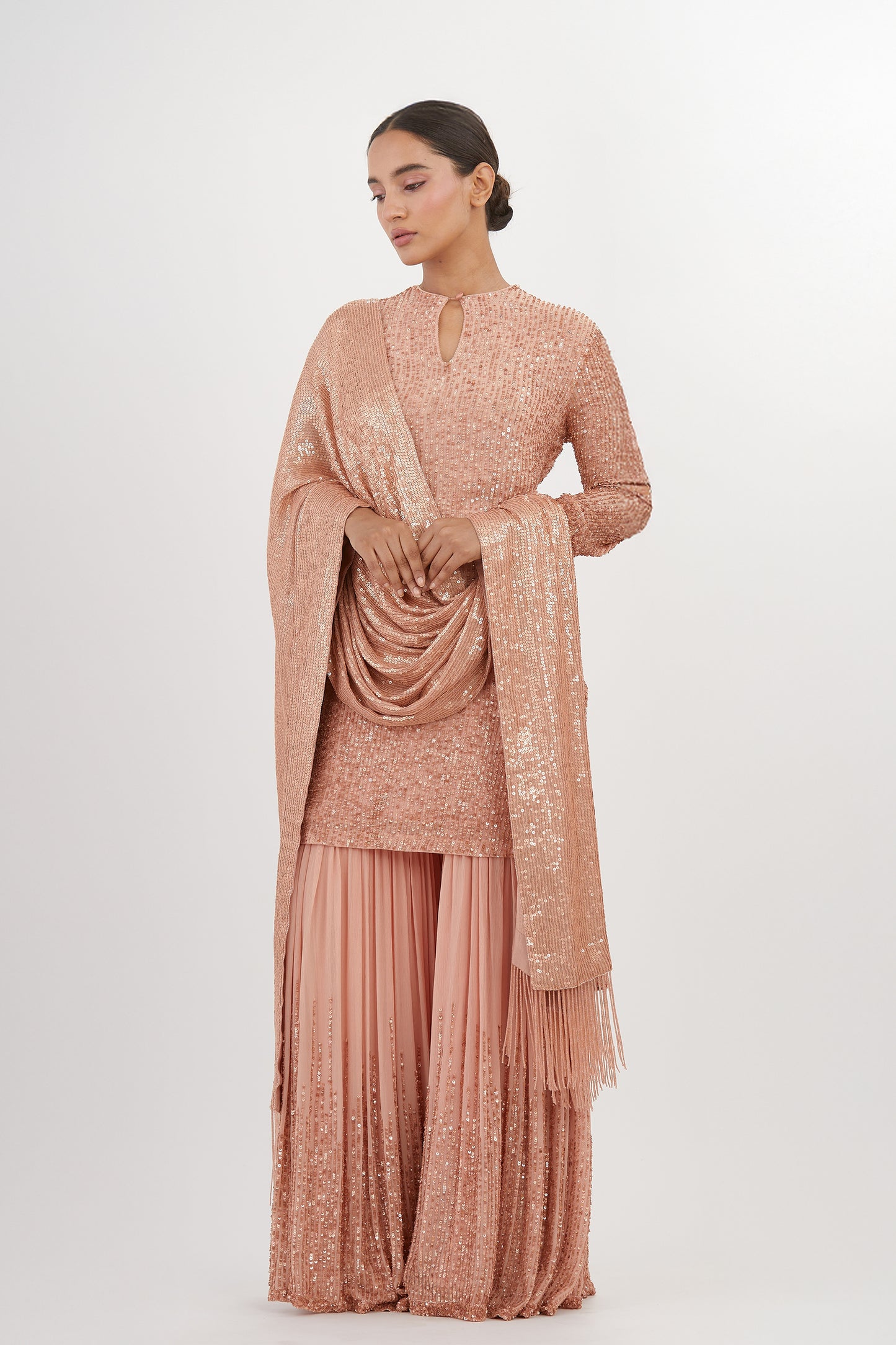 Gharara Set in Line Sequin Embroidery