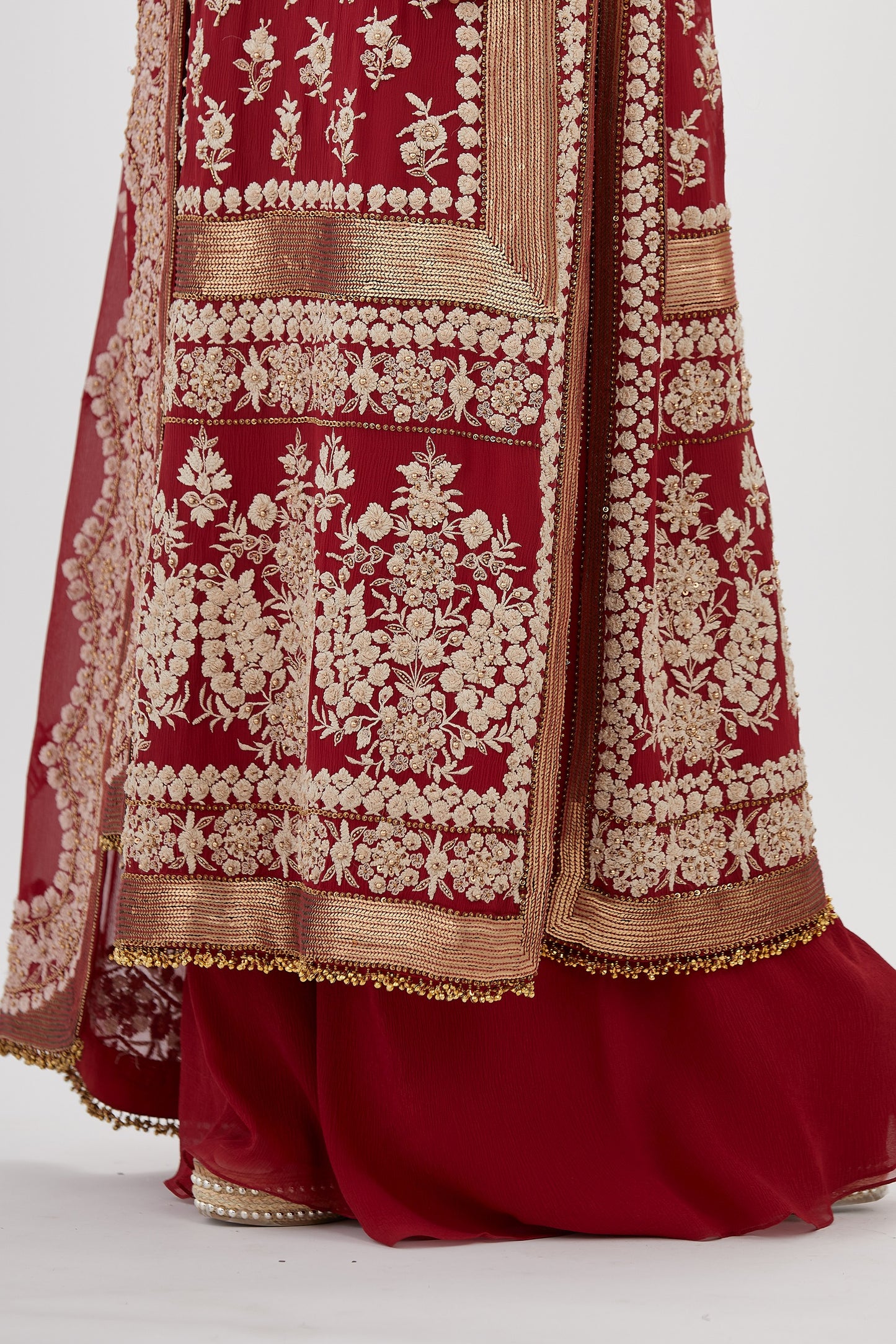 Kurta Set in Old World Ivory Thread Embroidery