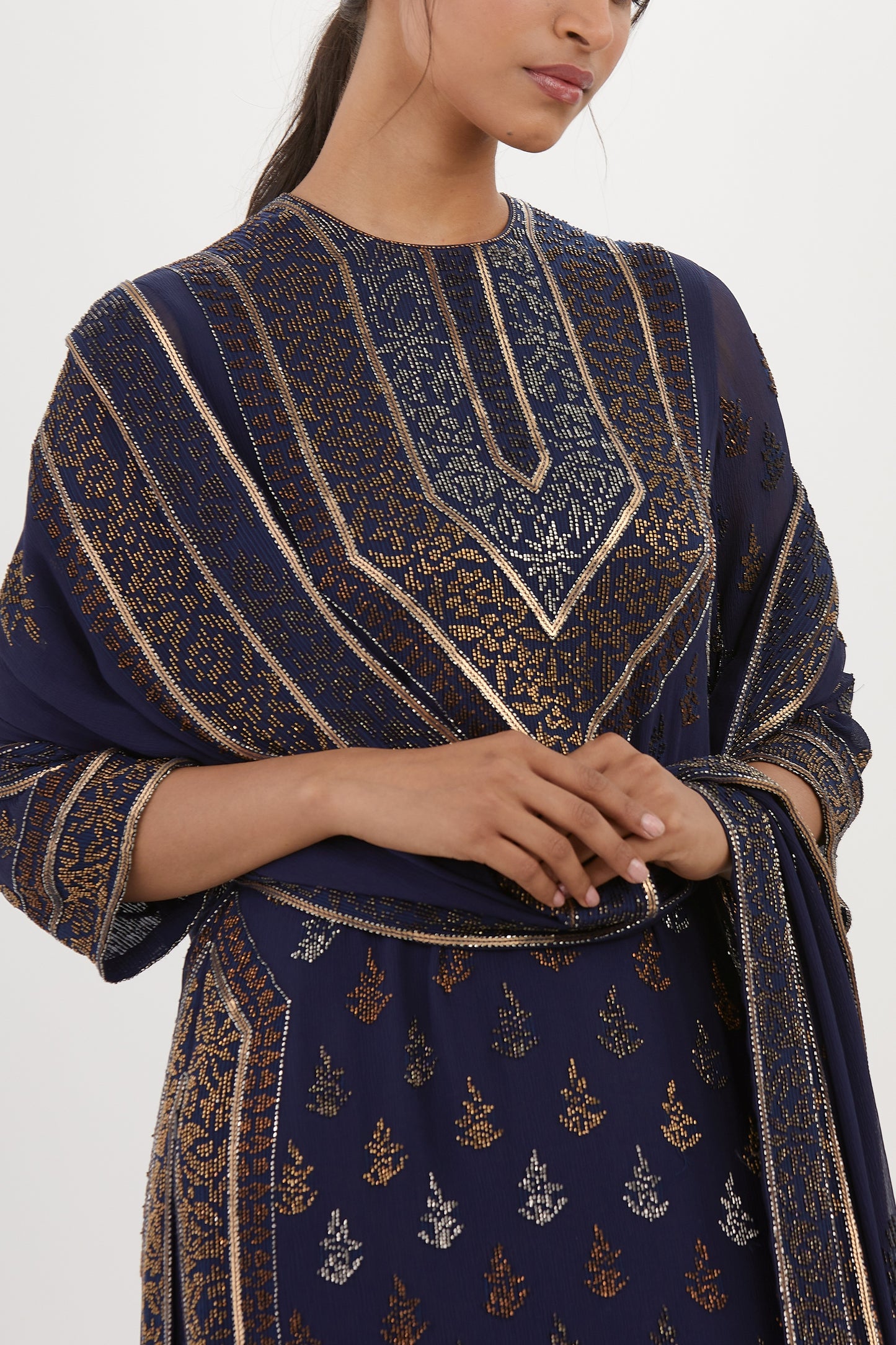 Kurta Set in Cutdana Embroidery