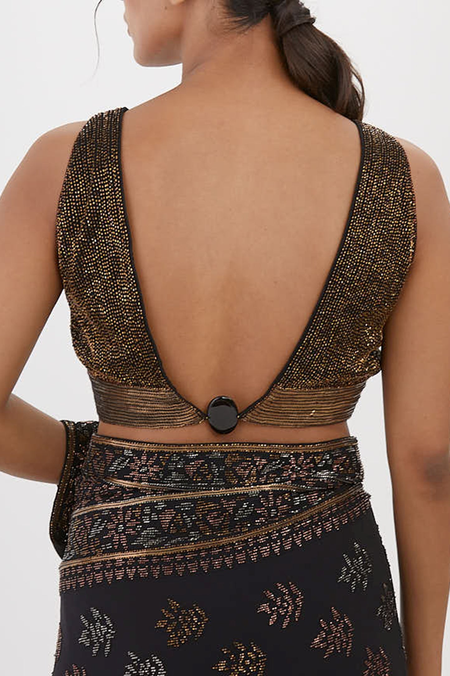 Sari Set with Spiral Beadwork and Sequin Embroidery