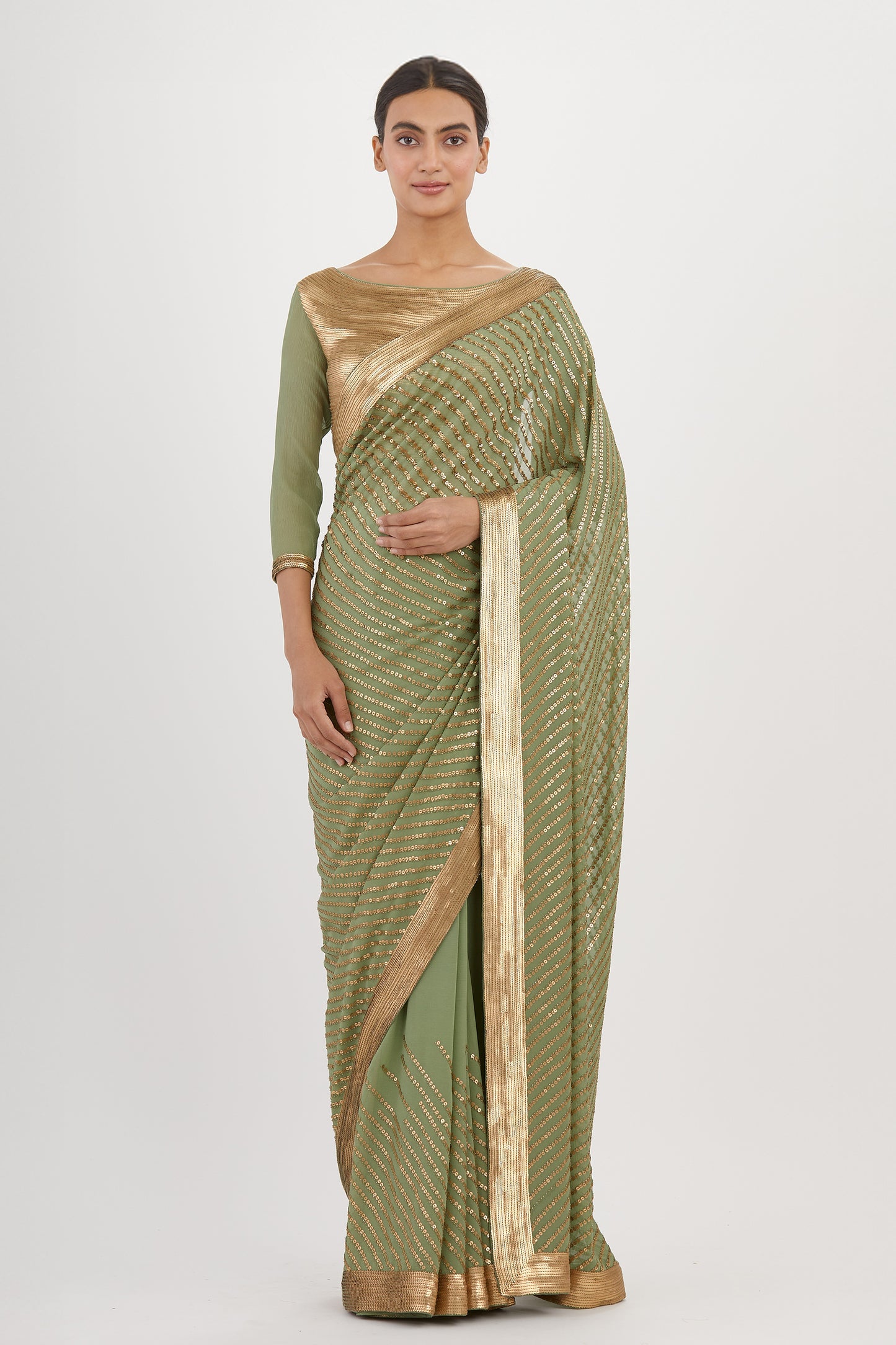 Sari Set in Gold Sequin embroidery
