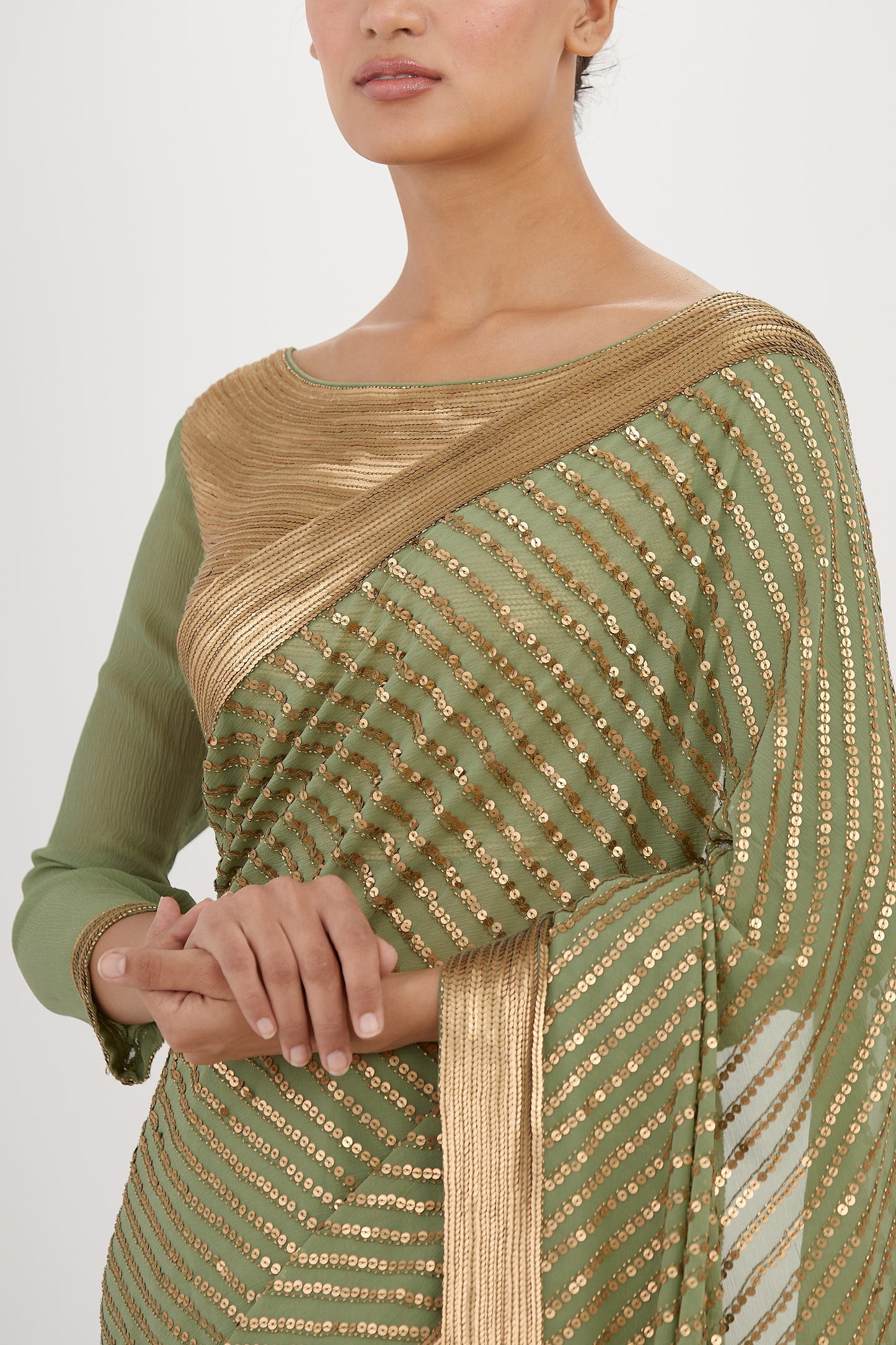 Sari Set in Gold Sequin embroidery