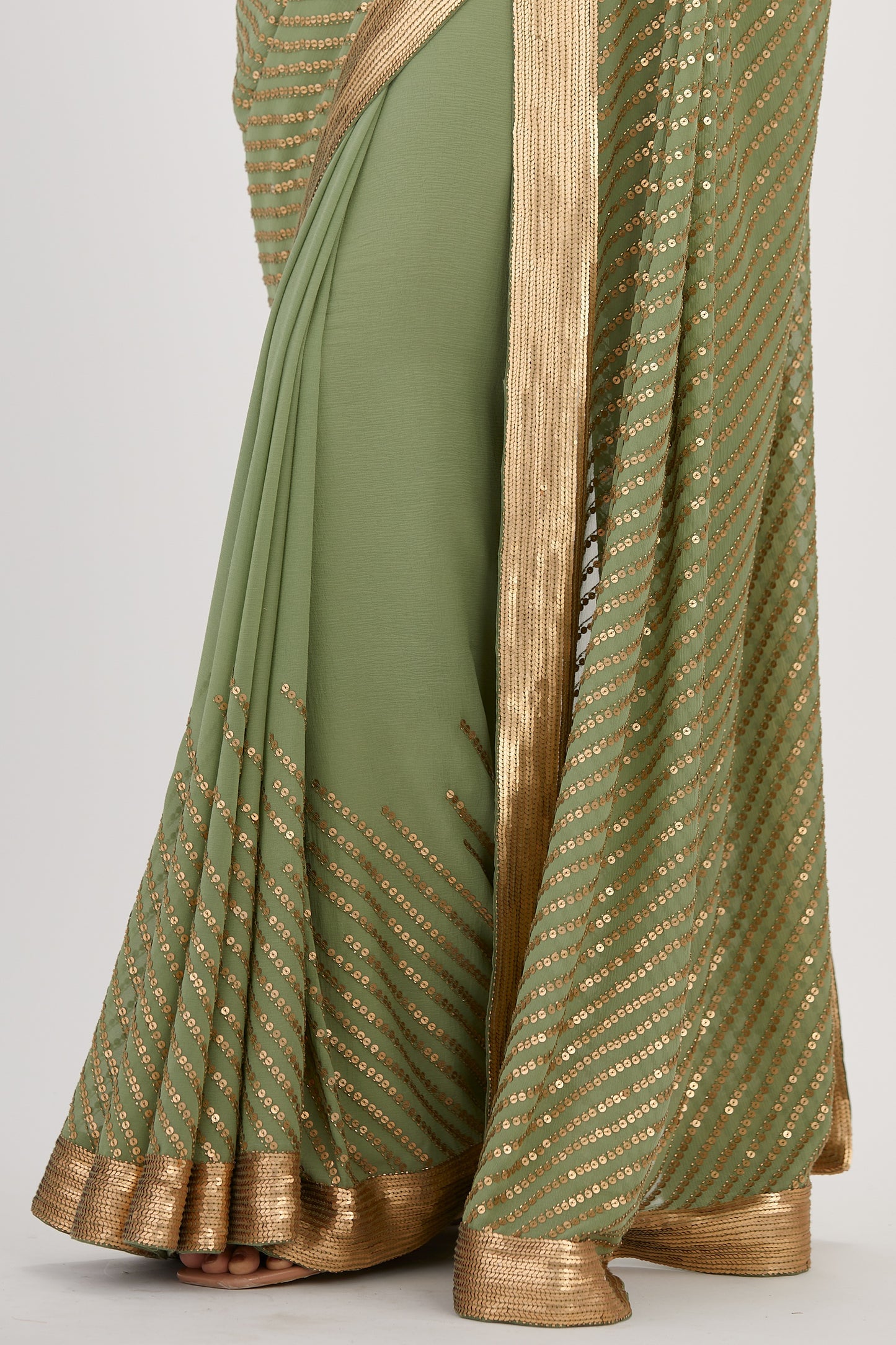 Sari Set in Gold Sequin embroidery