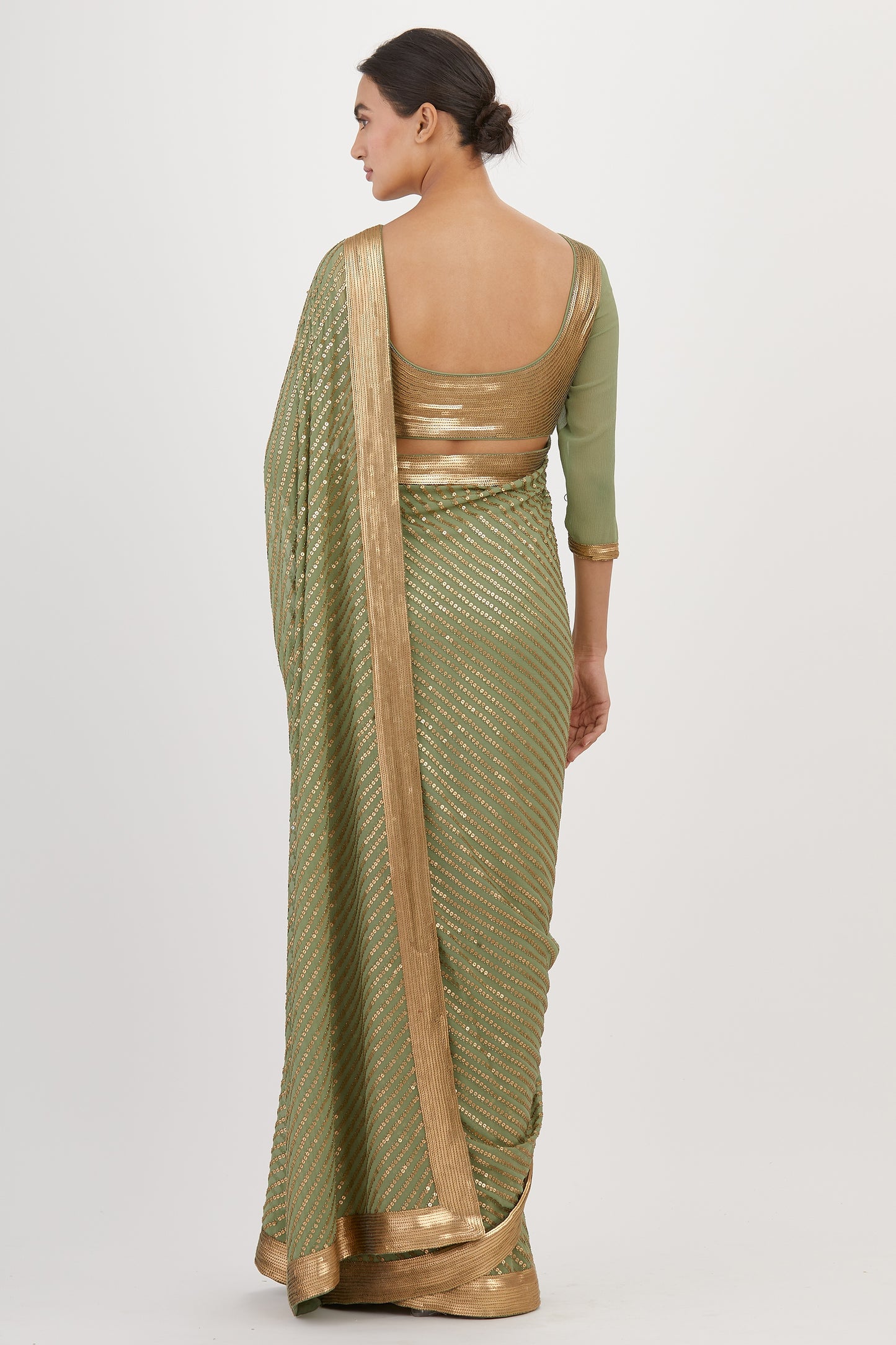 Sari Set in Gold Sequin embroidery