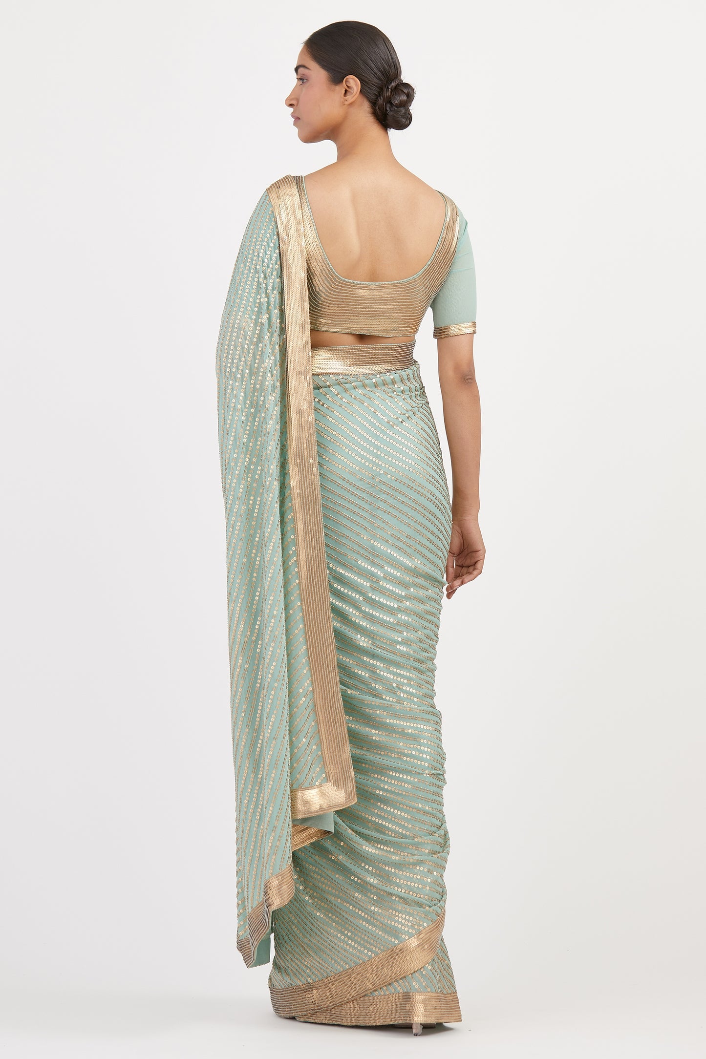 Sari Set in Gold Sequin Embroidery