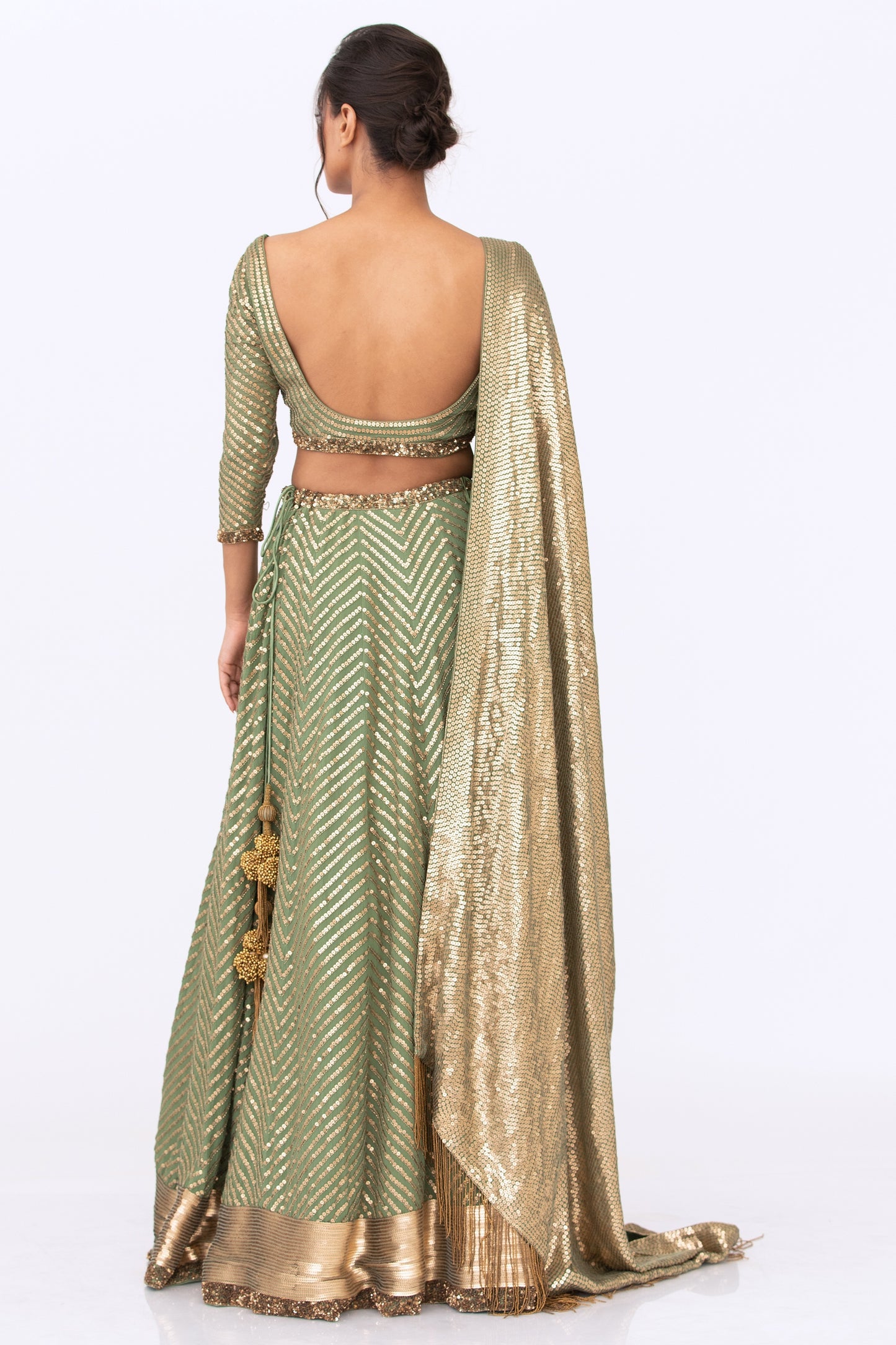 Lehenga Set in Tonal Gold Sequin Embroidery