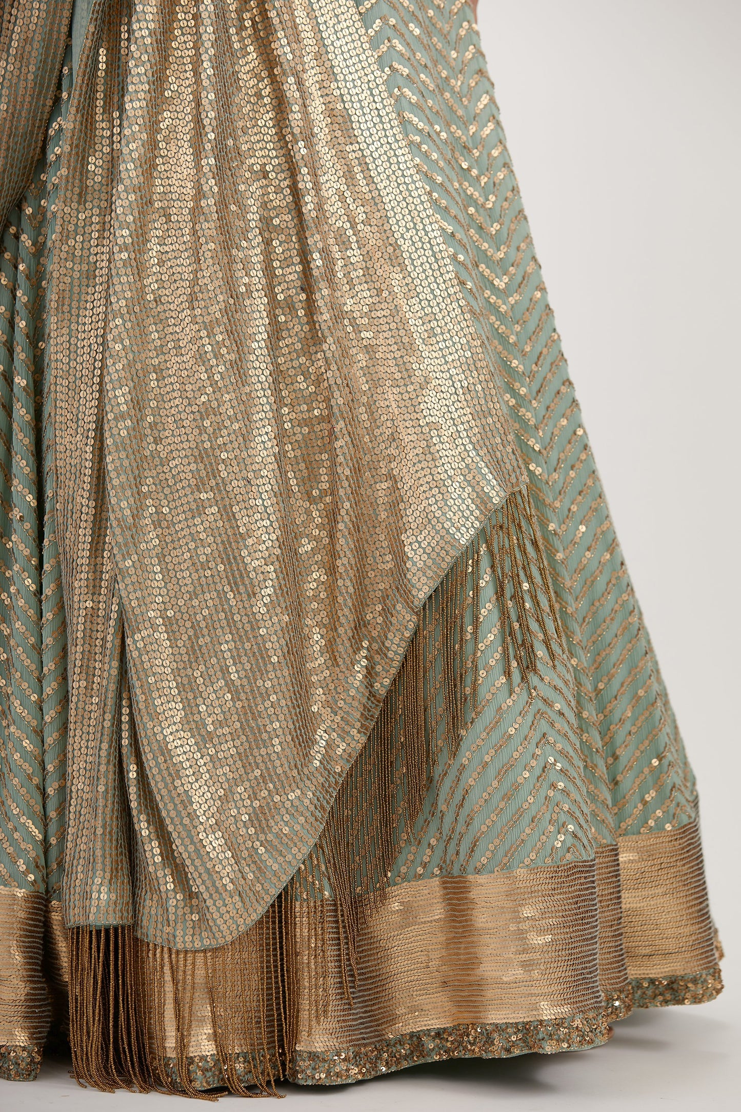 Lehenga Set in Tonal Gold Sequin Embroidery