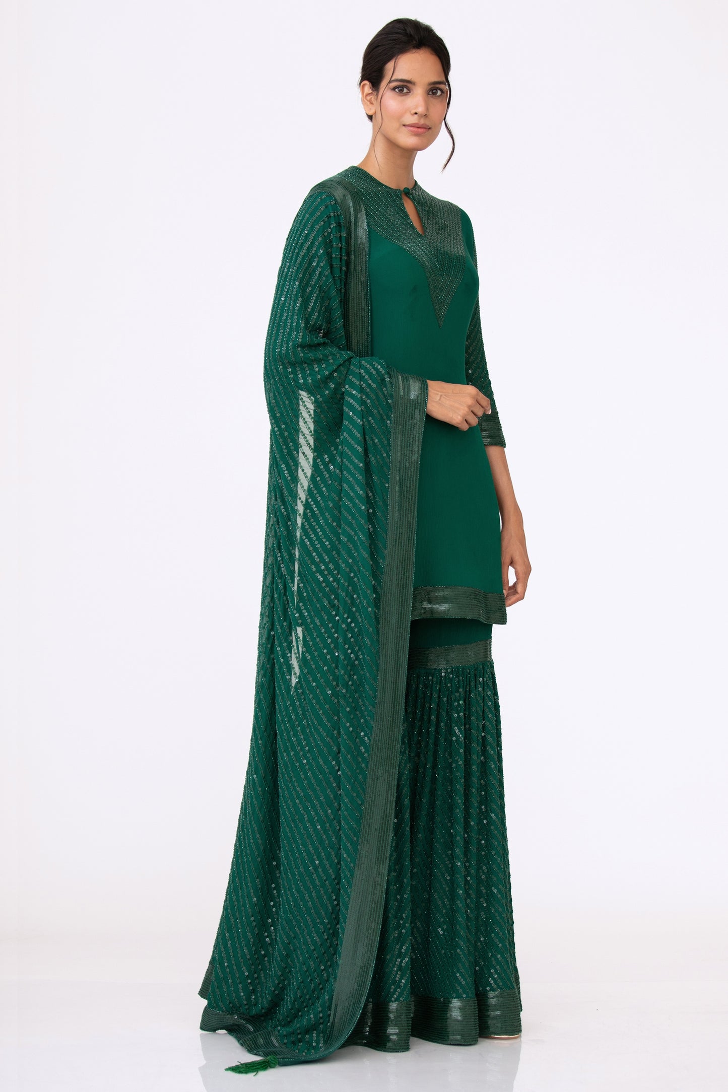 Gharara Set in Tonal Sequin Embroidery