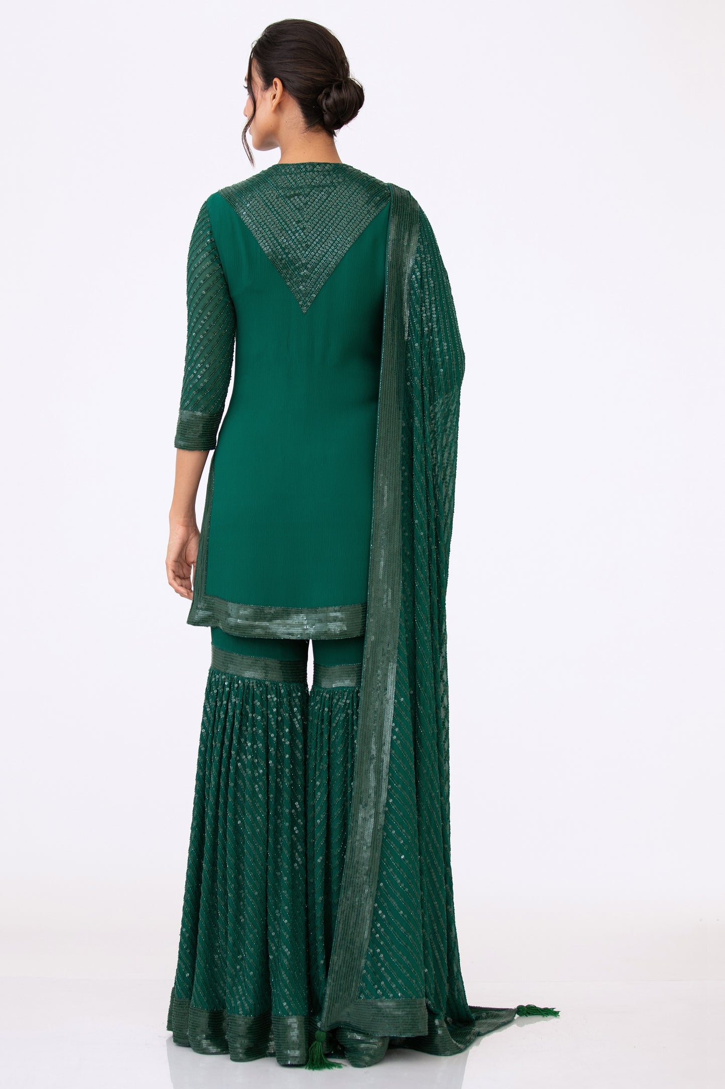 Gharara Set in Tonal Sequin Embroidery